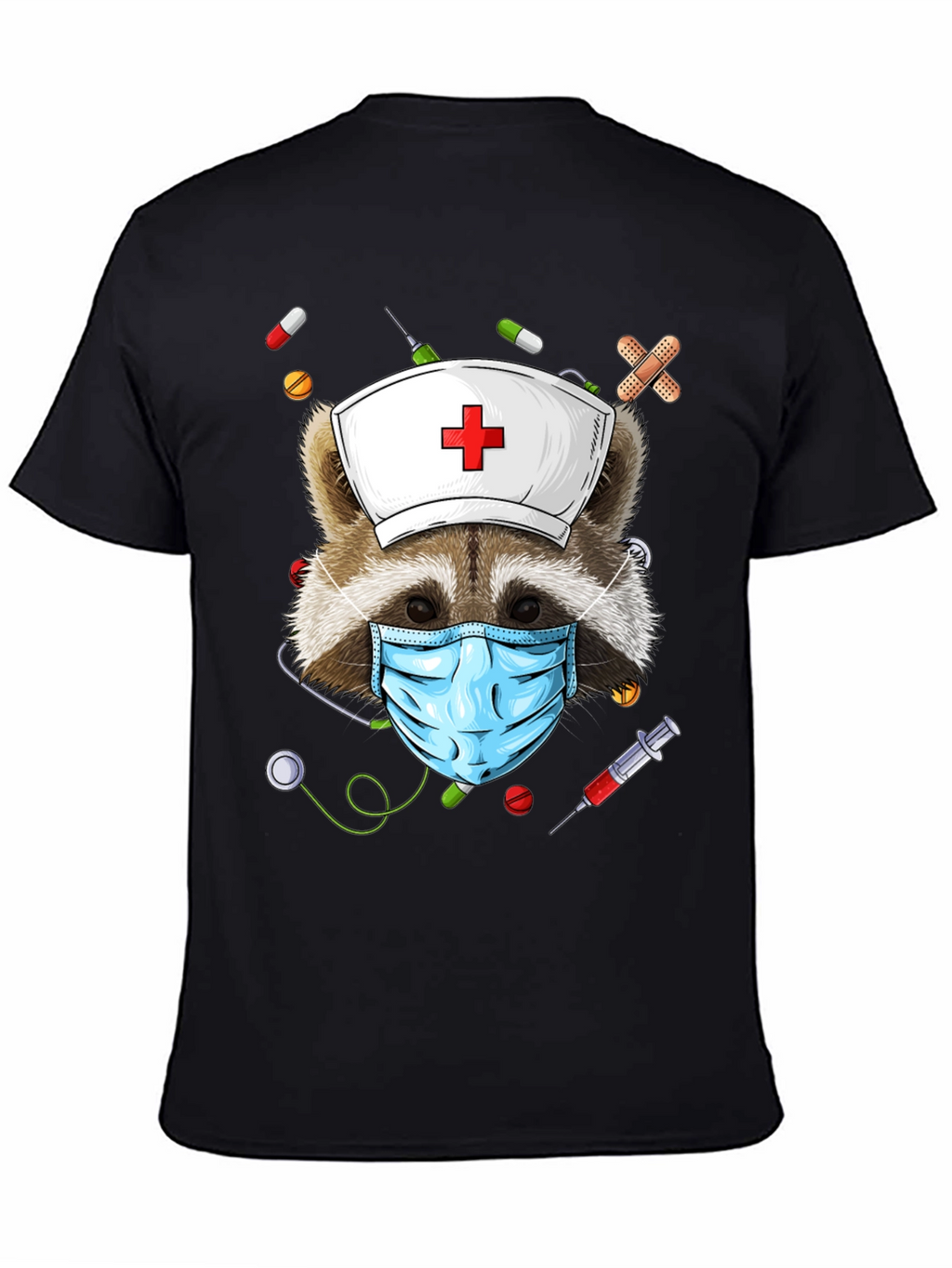 Nurse Raccoon Graphic T-Shirt