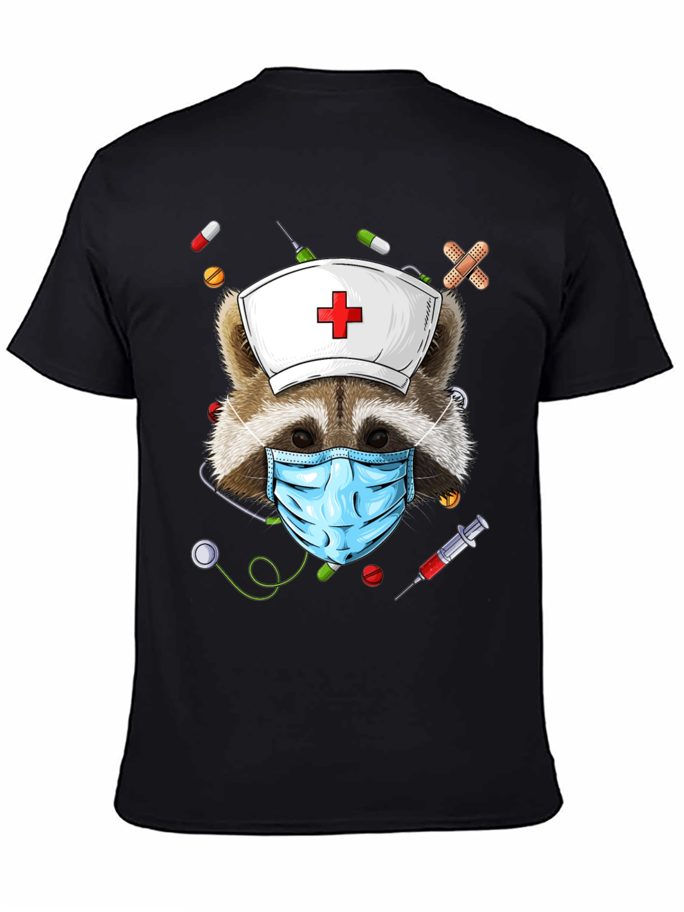 Nurse Raccoon Graphic T-Shirt