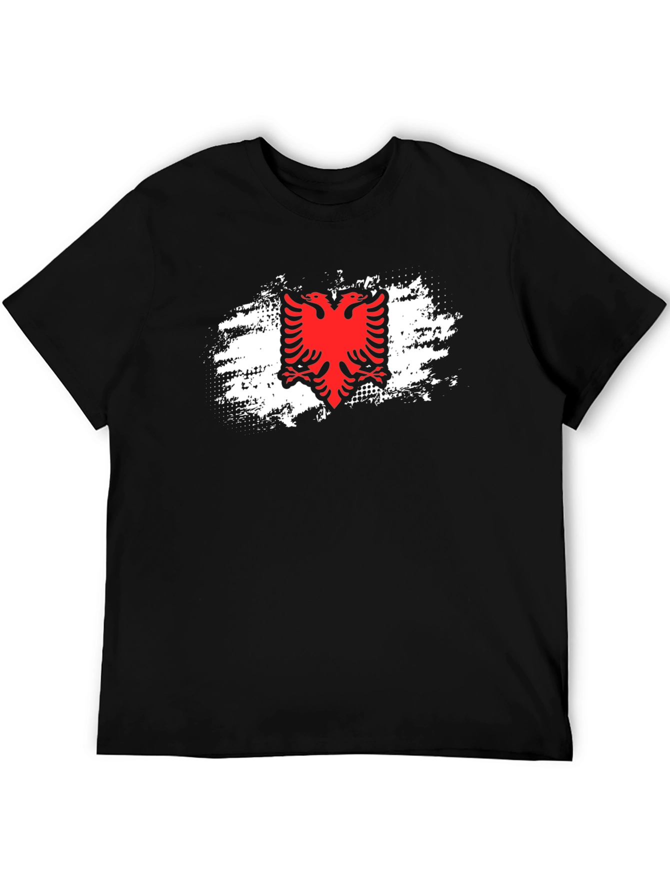 Albanian Flag Eagle Graphic Tee - Black