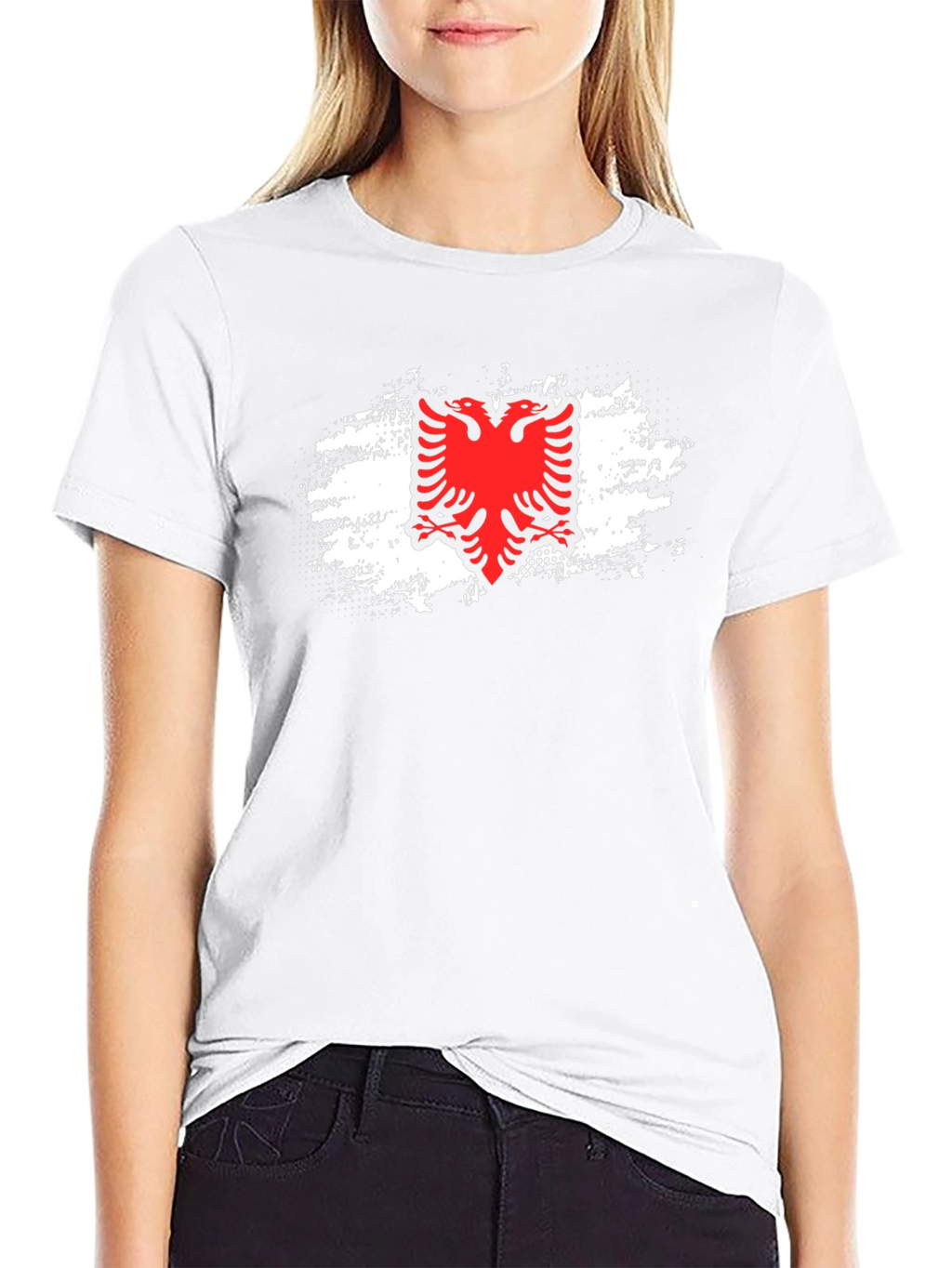Albanian Flag Eagle Graphic Tee - Black