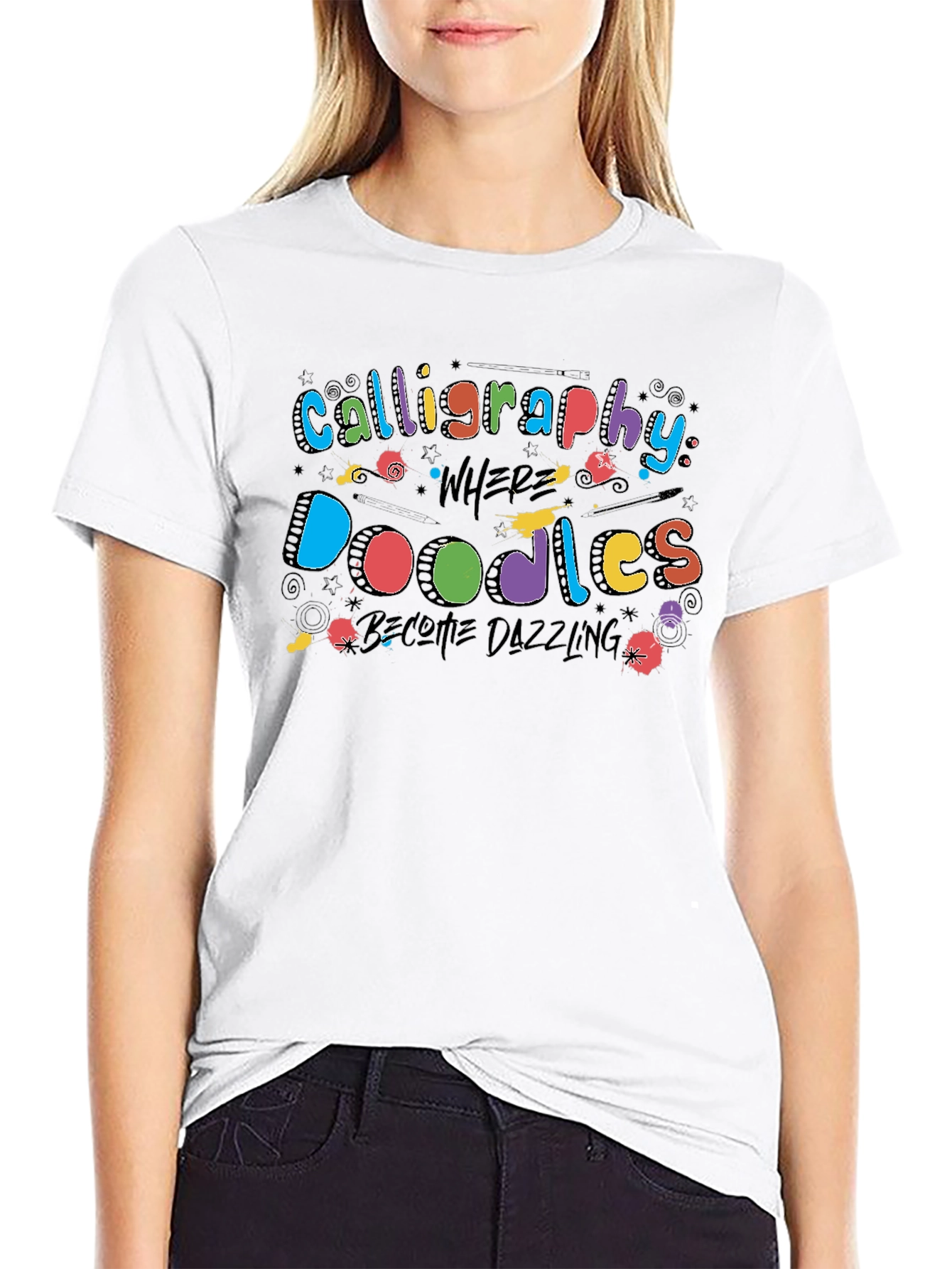 Calligraphy Doodles T-Shirt - Artistic Graphic Tee