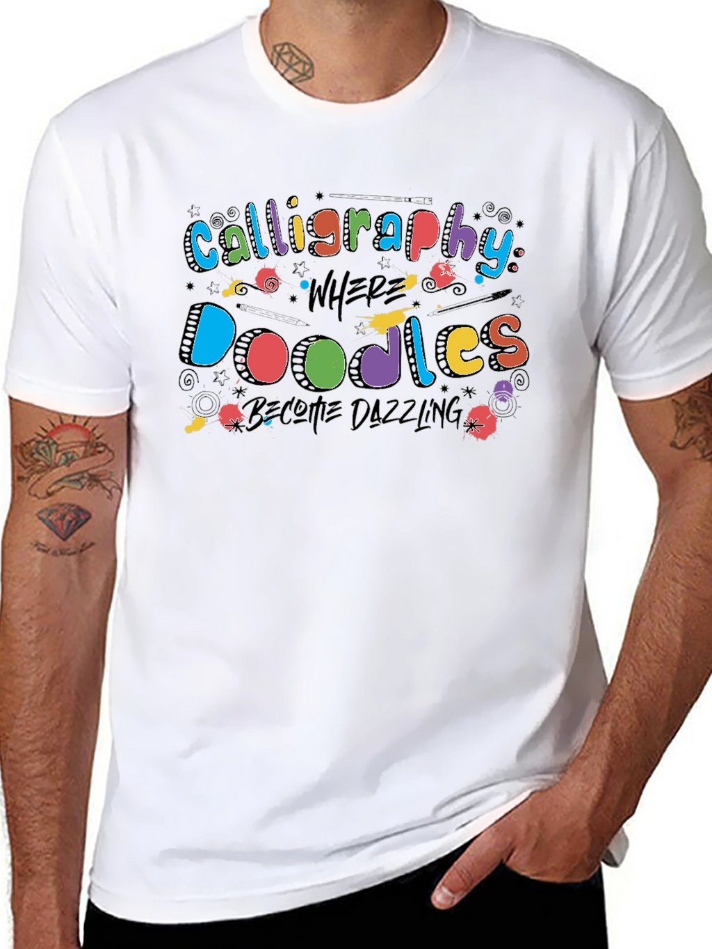 Calligraphy Doodles T-Shirt - Artistic Graphic Tee