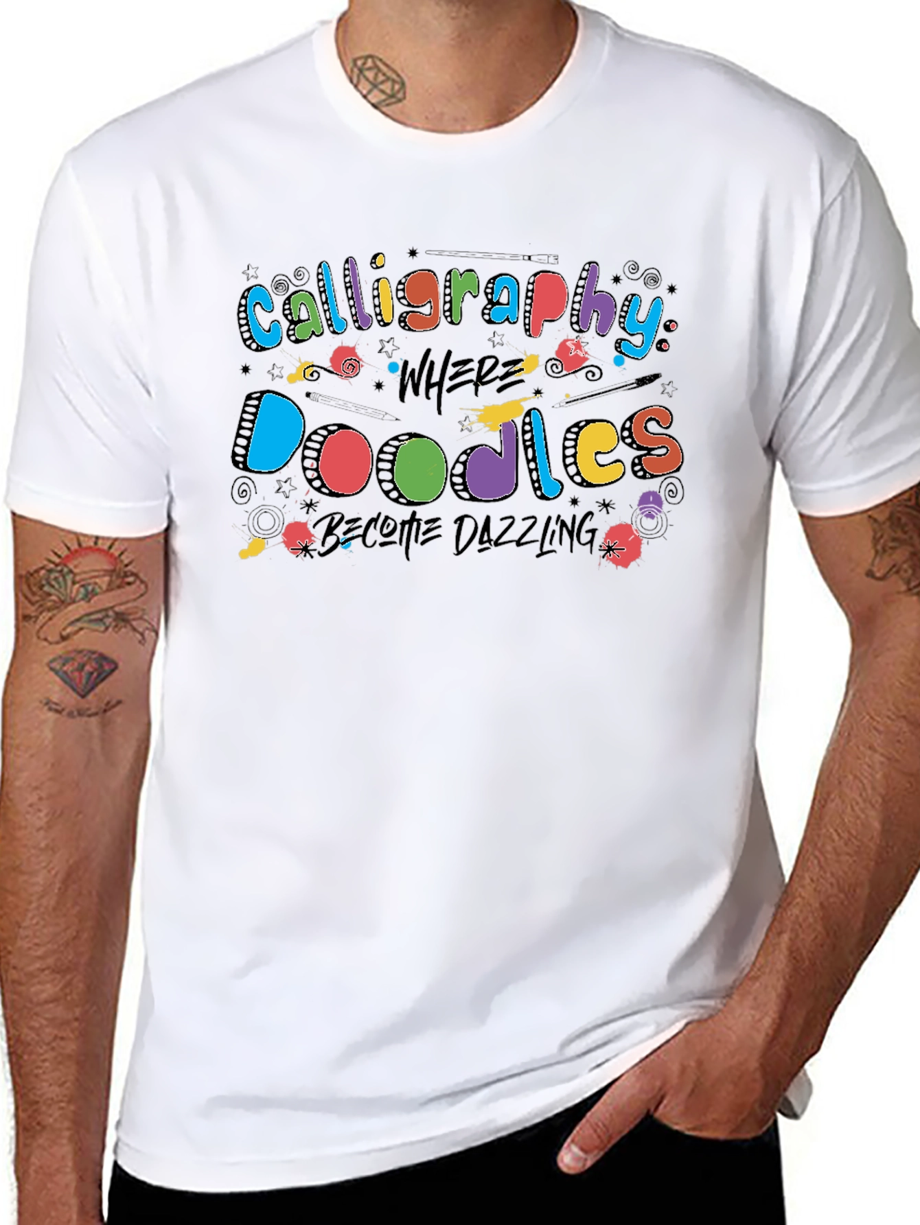 Calligraphy Doodles T-Shirt - Artistic Graphic Tee