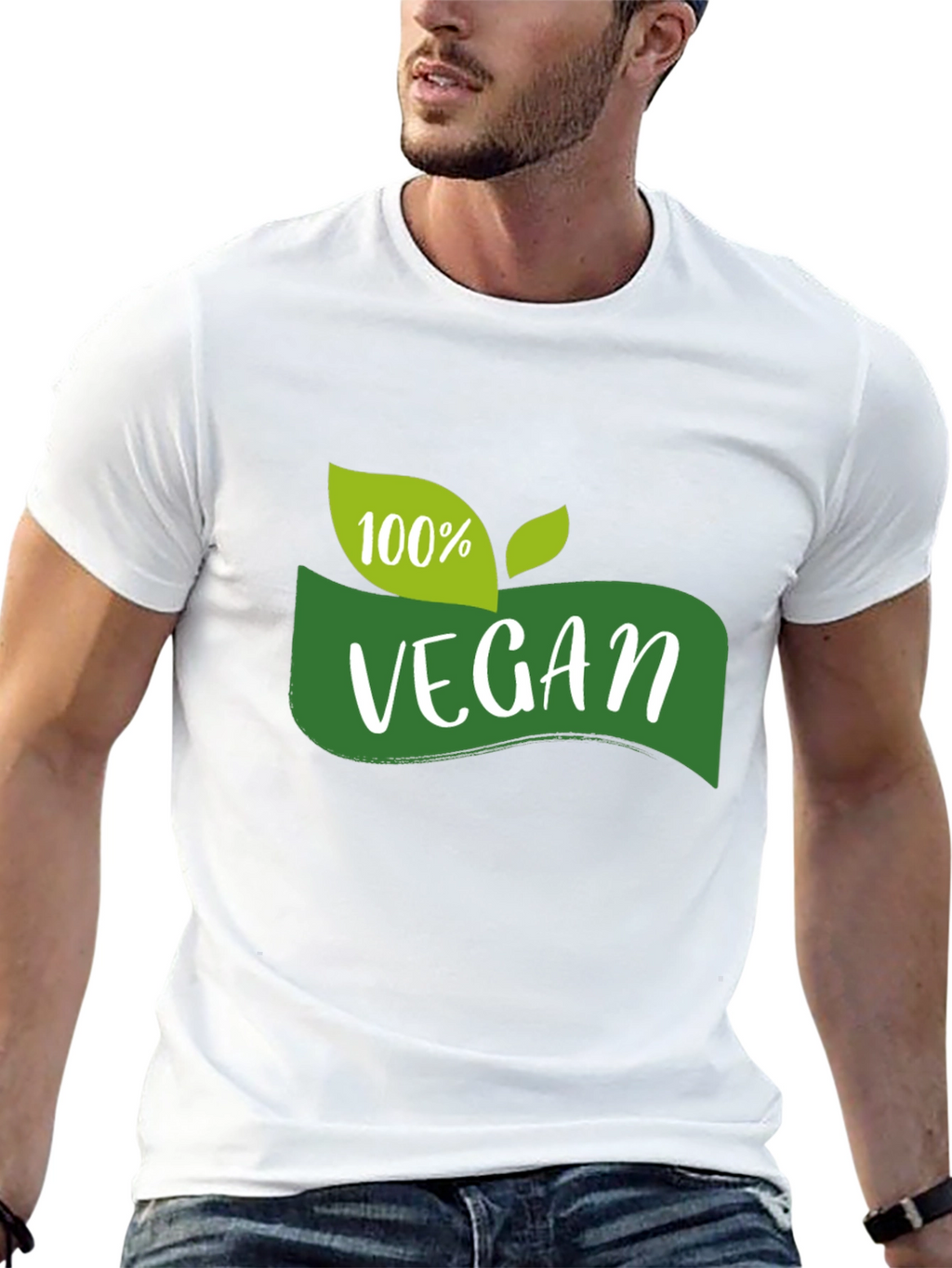 100% Vegan Graphic Tee - Black Cotton T-Shirt