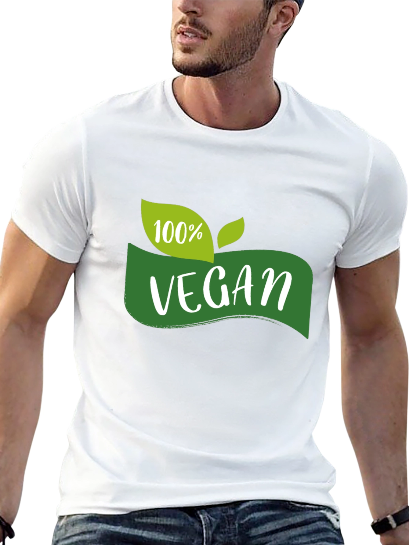 100% Vegan Graphic Tee - Black Cotton T-Shirt