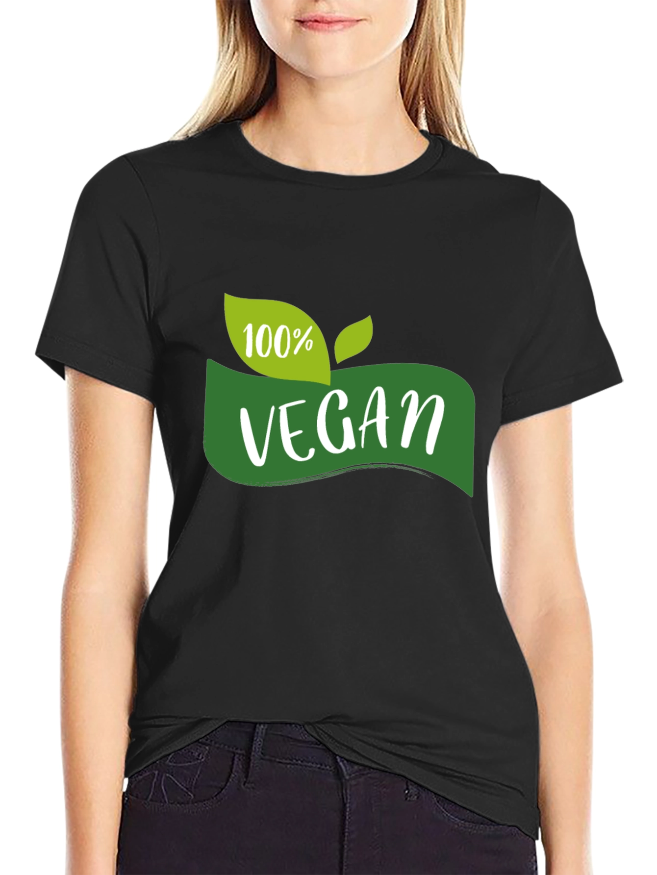 100% Vegan Graphic Tee - Black Cotton T-Shirt