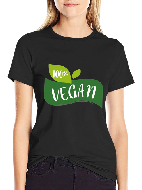 100% Vegan Graphic Tee - Black Cotton T-Shirt