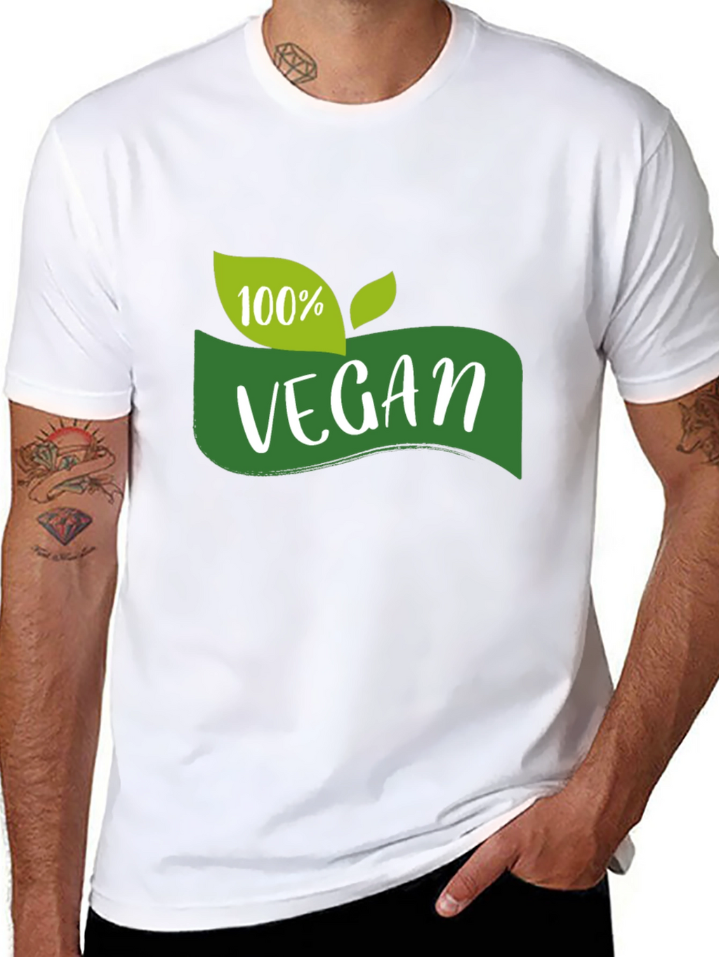 100% Vegan Graphic Tee - Black Cotton T-Shirt