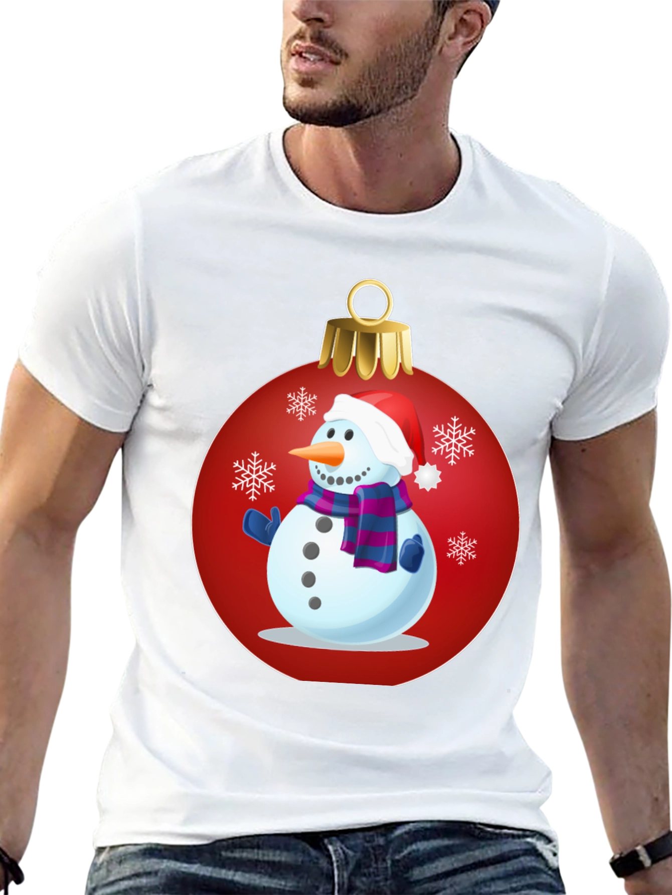 Festive Snowman Ornament Graphic Tee