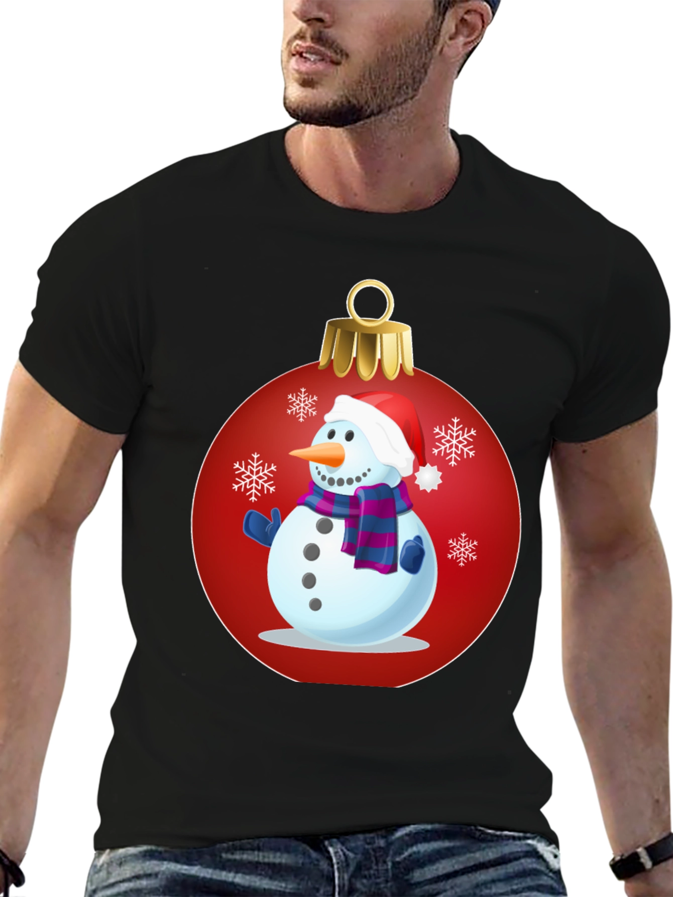 Festive Snowman Ornament Graphic Tee
