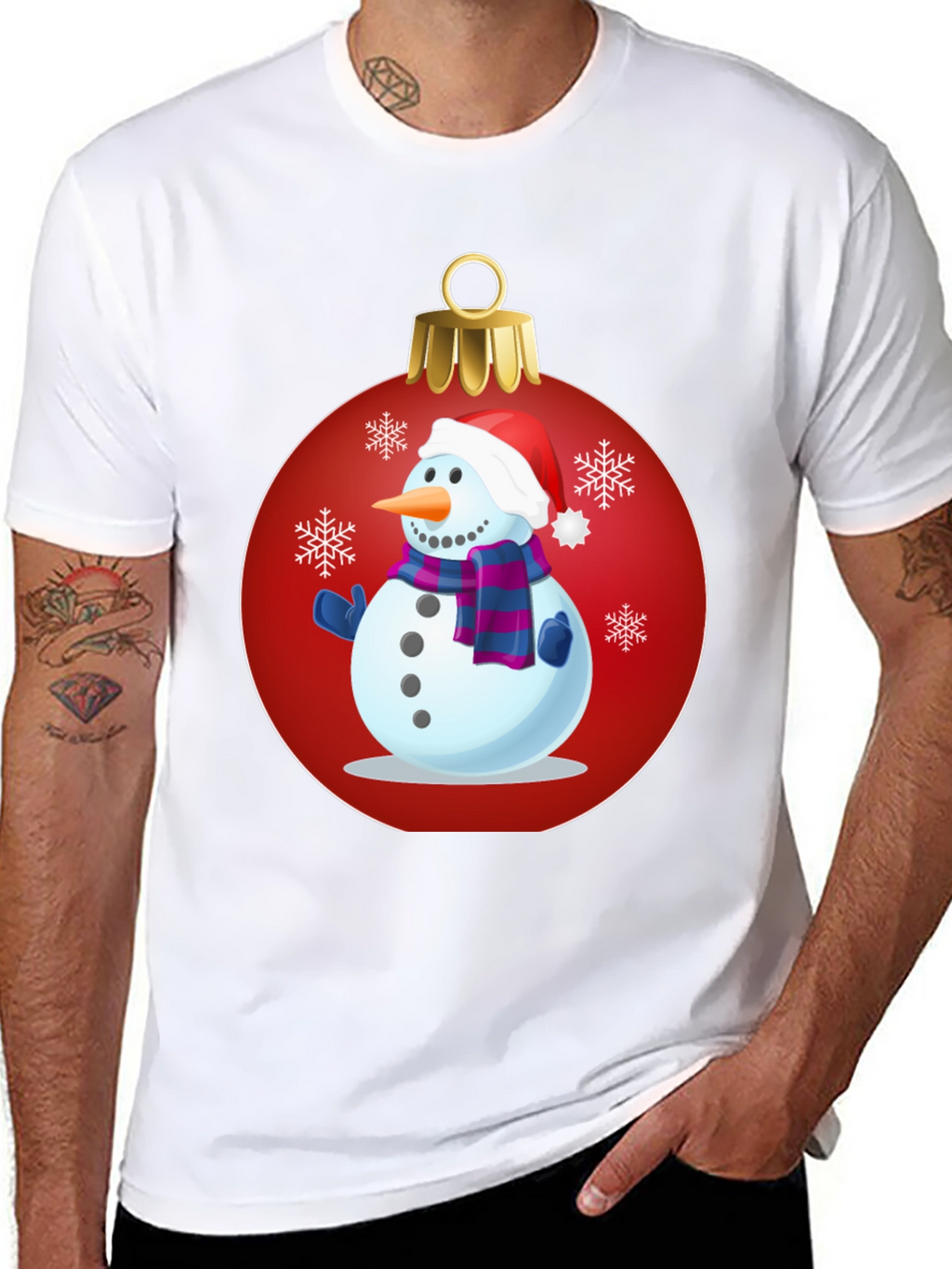 Festive Snowman Ornament Graphic Tee