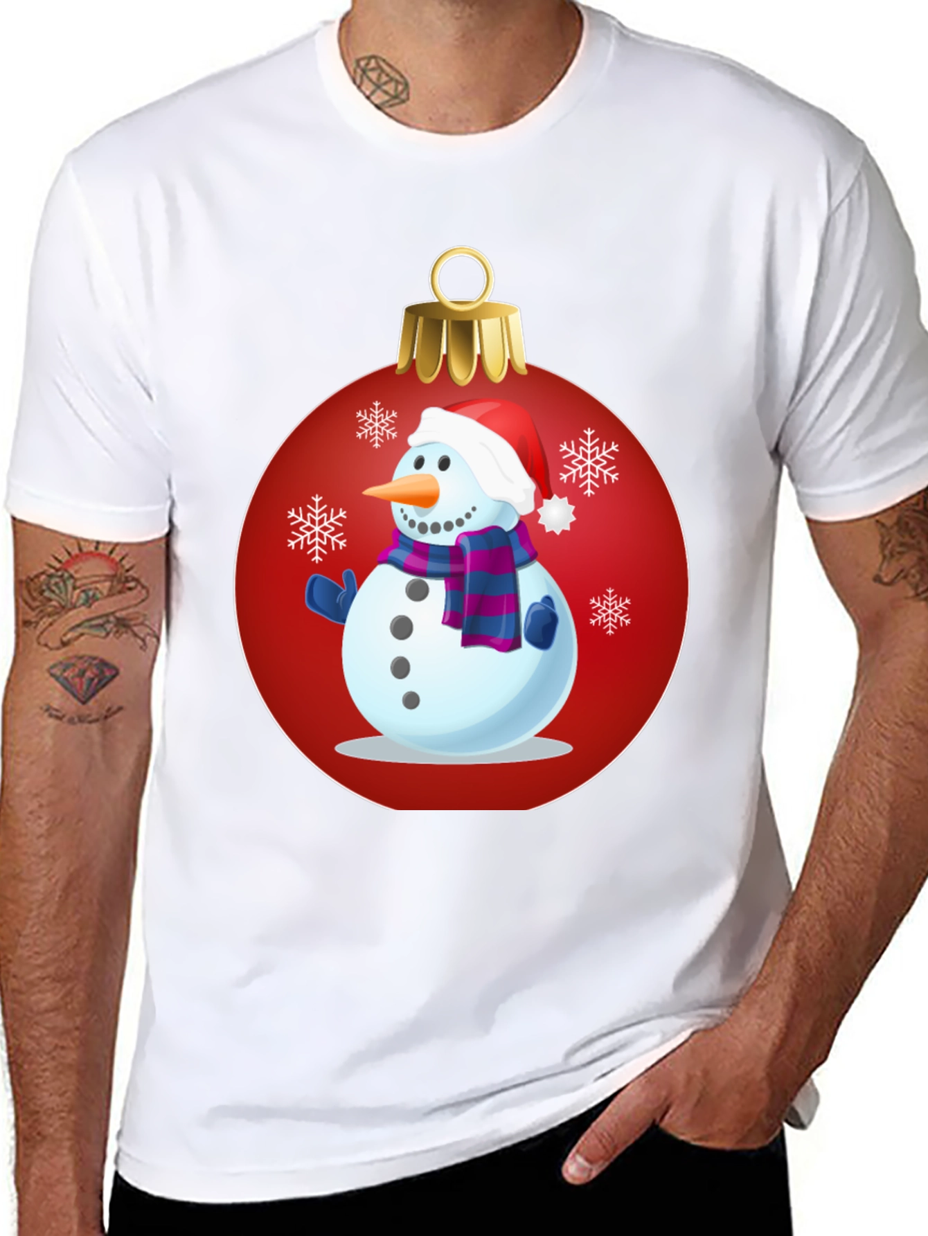Festive Snowman Ornament Graphic Tee