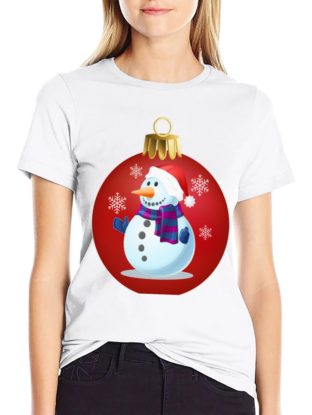 Festive Snowman Ornament Graphic Tee