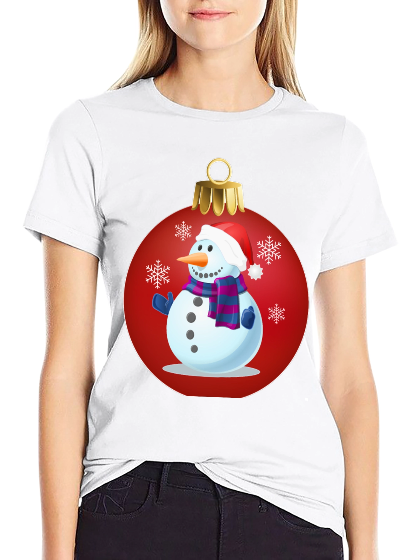 Festive Snowman Ornament Graphic Tee