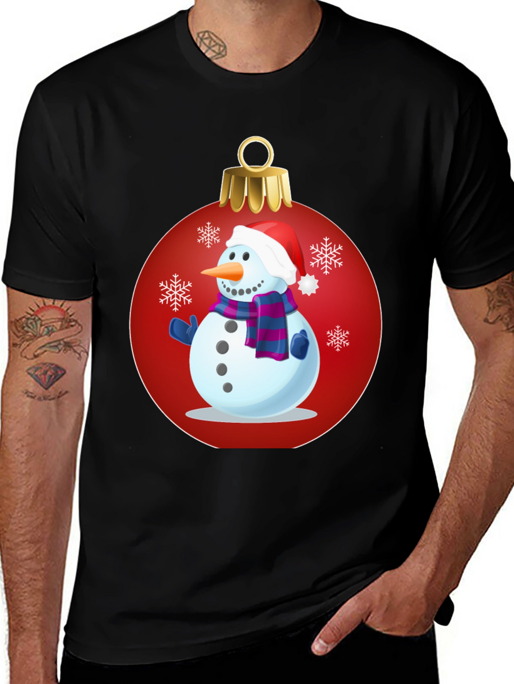 Festive Snowman Ornament Graphic Tee