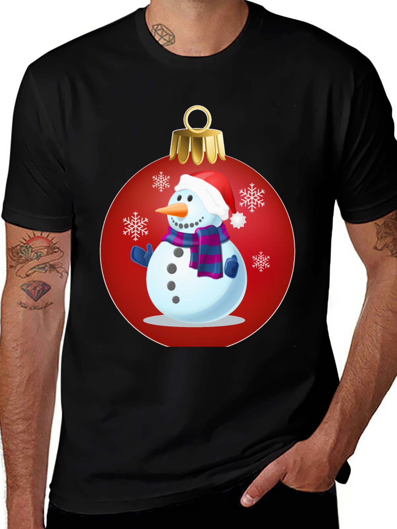 Festive Snowman Ornament Graphic Tee