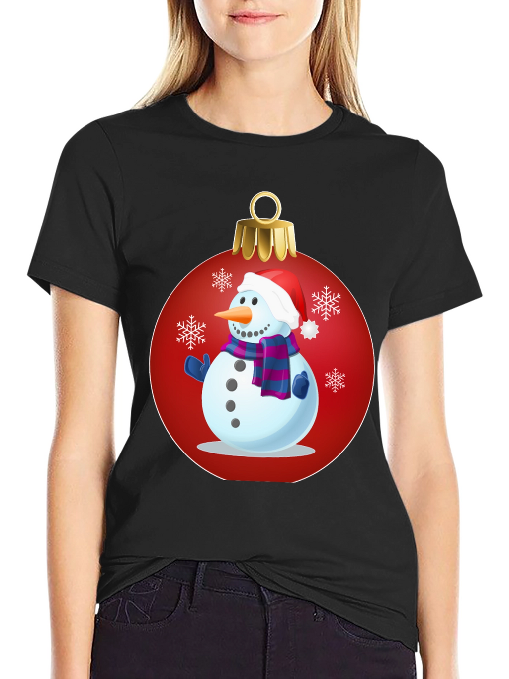 Festive Snowman Ornament Graphic Tee