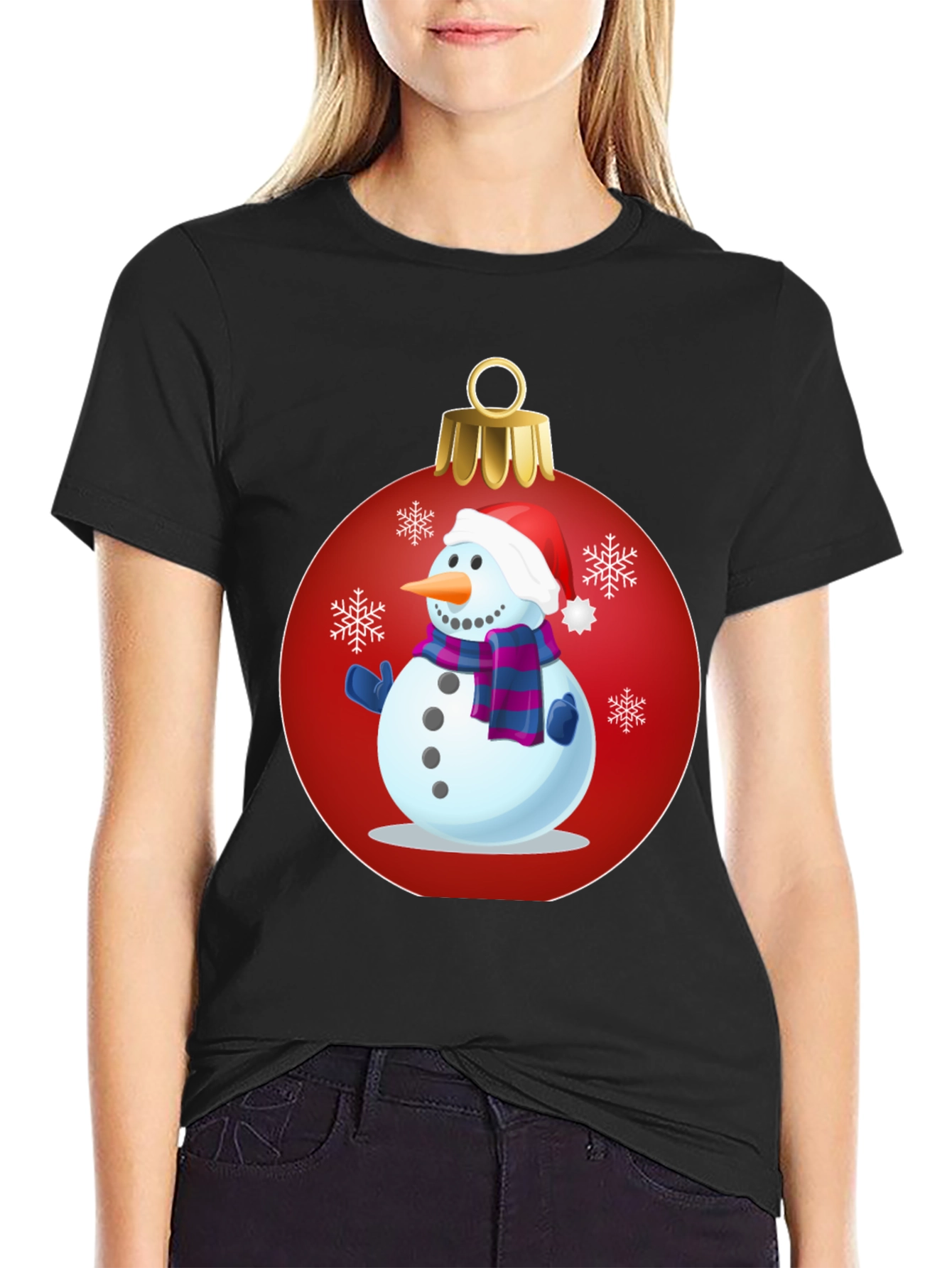 Festive Snowman Ornament Graphic Tee