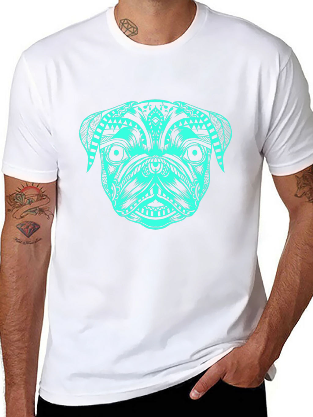 Tribal Pug Graphic Tee - Black