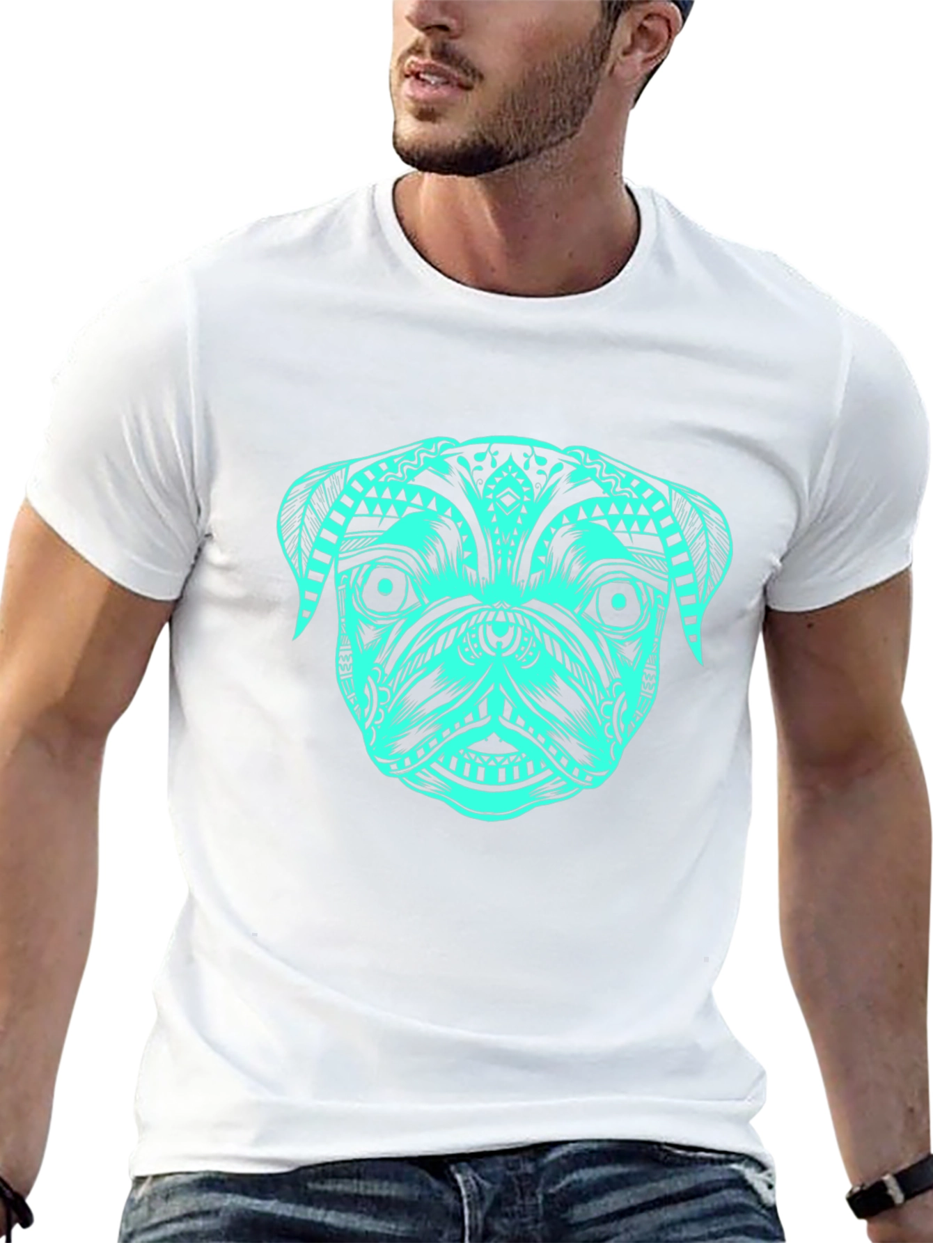 Tribal Pug Graphic Tee - Black