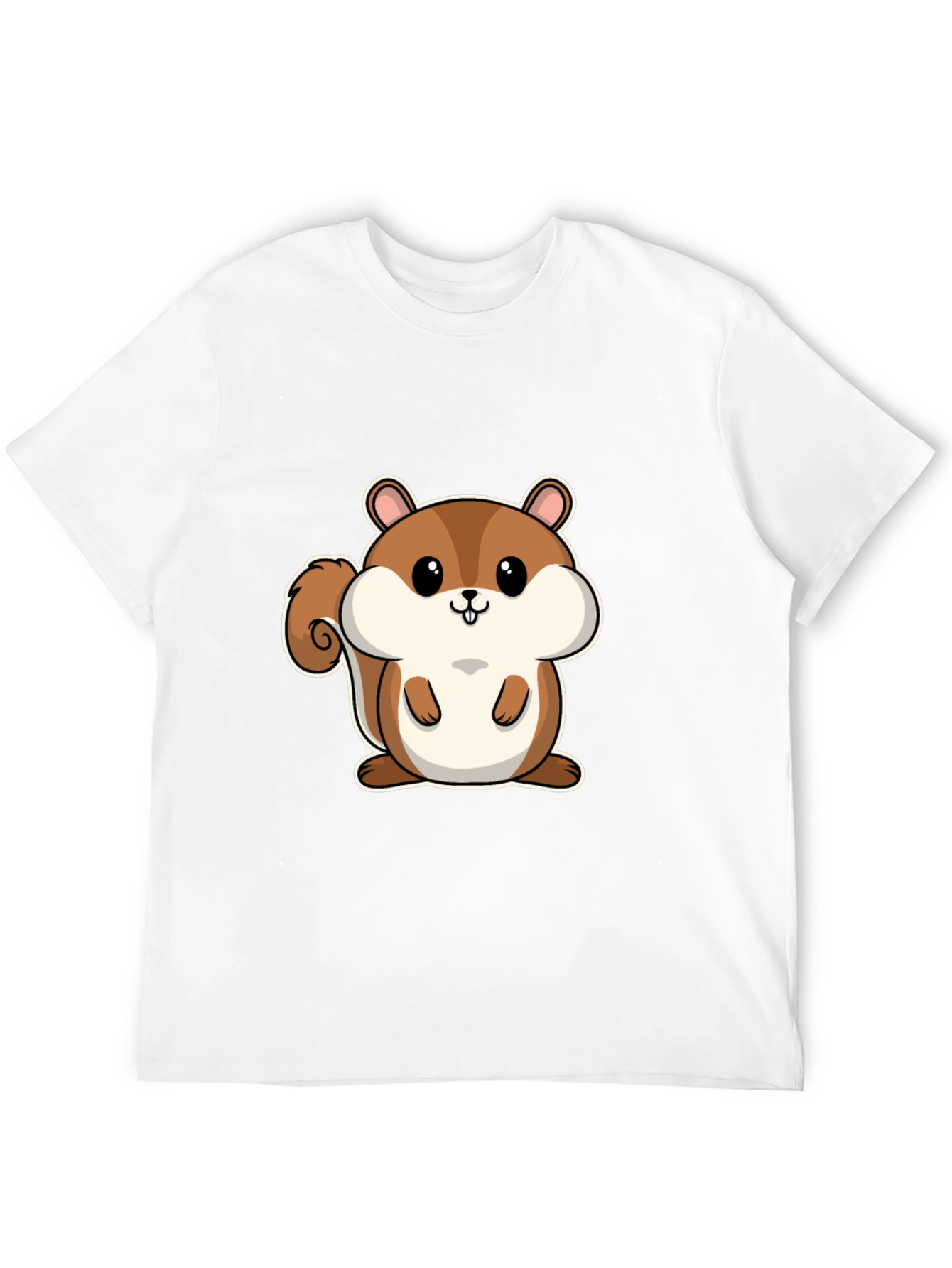 Cute Squirrel Graphic Tee - Black Cotton T-Shirt