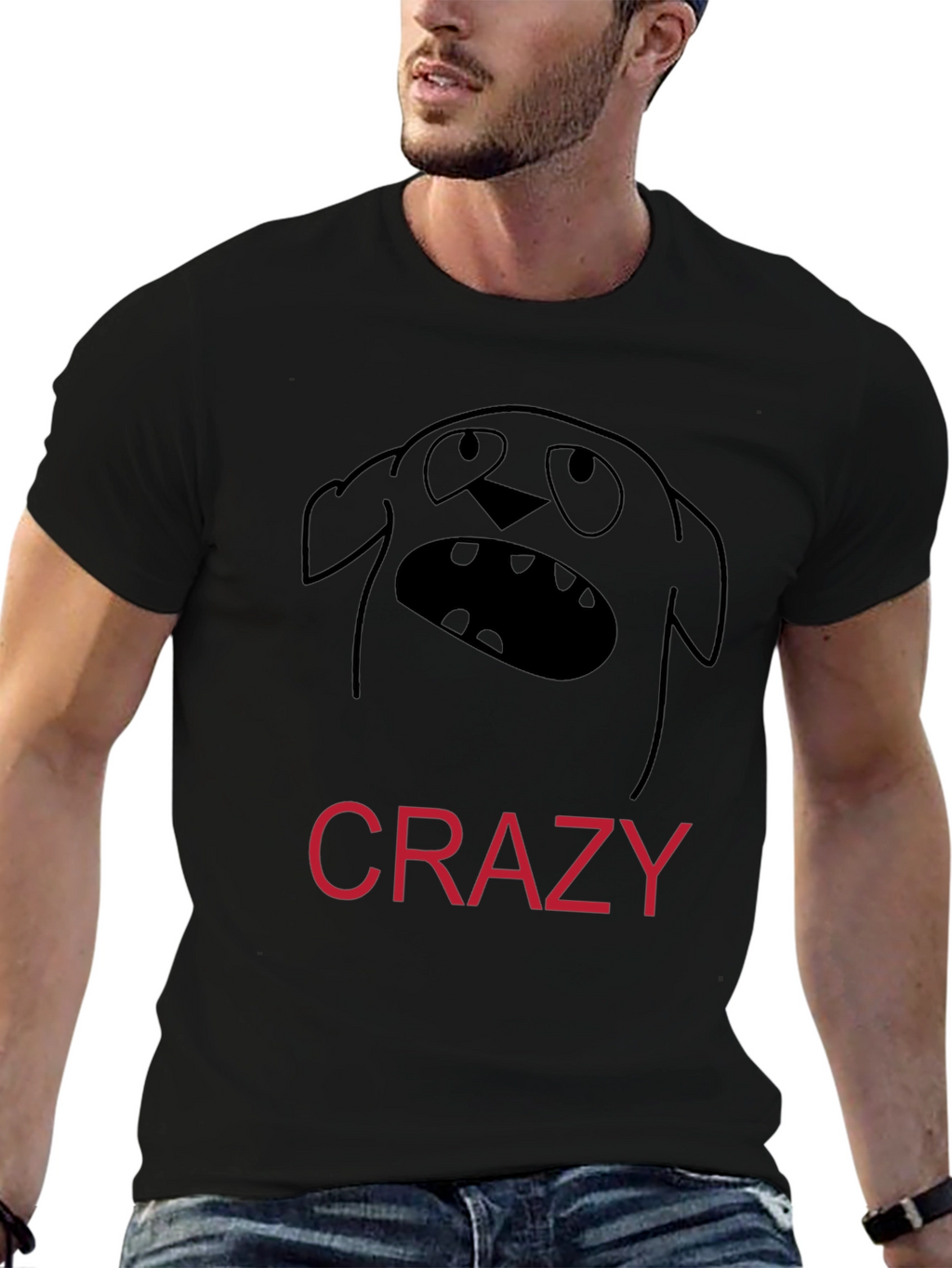 Crazy Dog Graphic Tee - Funny Black T-Shirt