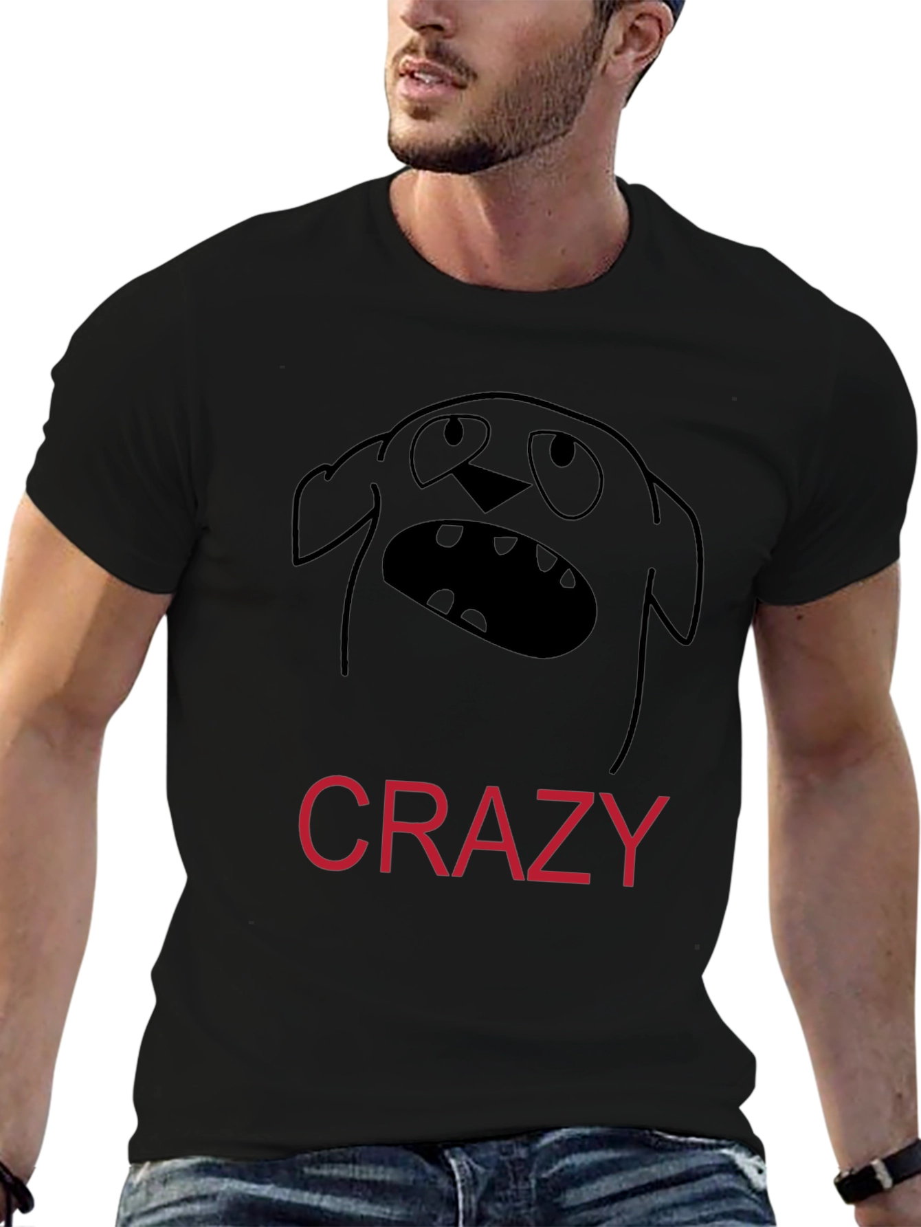 Crazy Dog Graphic Tee - Funny Black T-Shirt