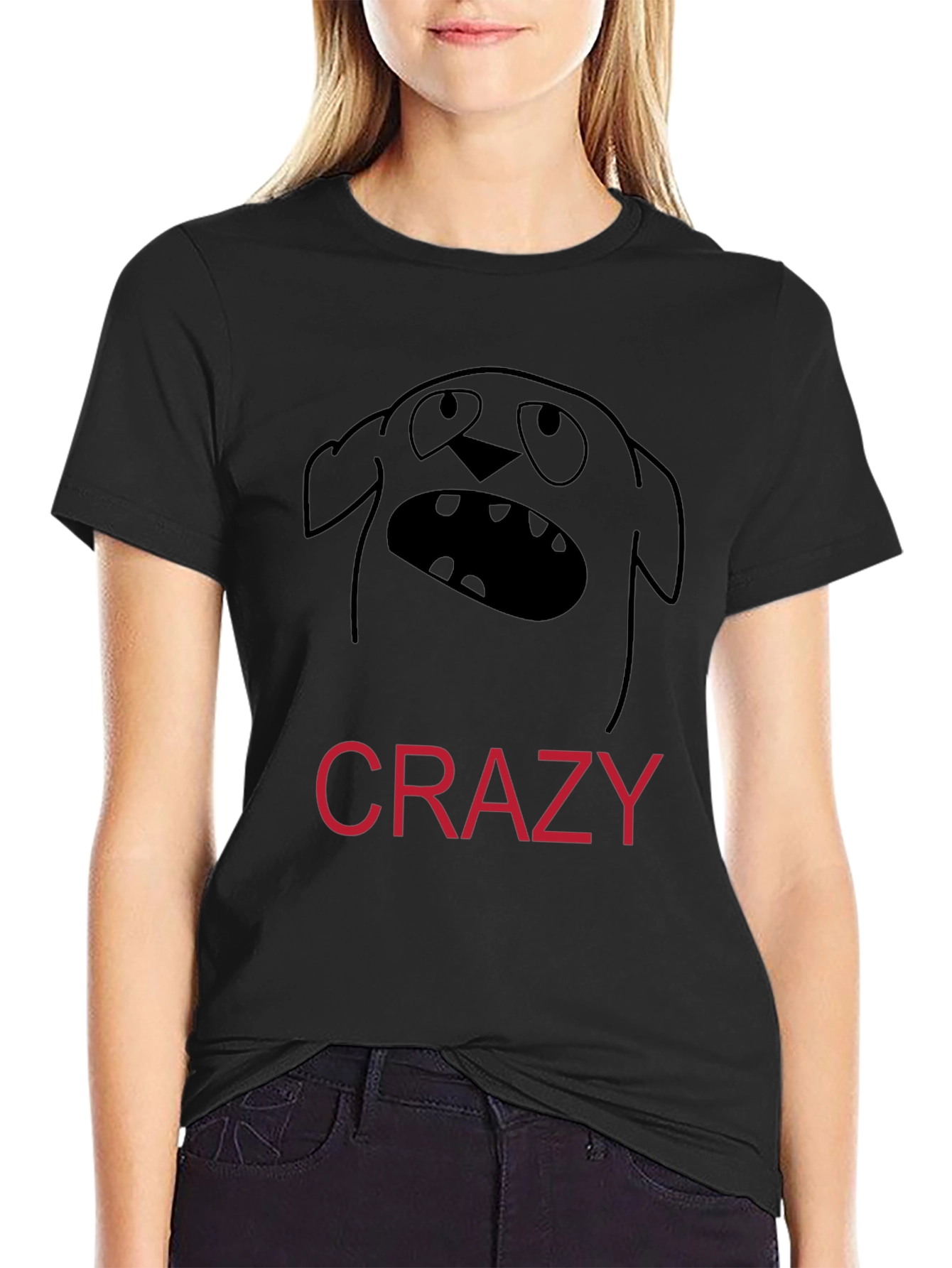 Crazy Dog Graphic Tee - Funny Black T-Shirt