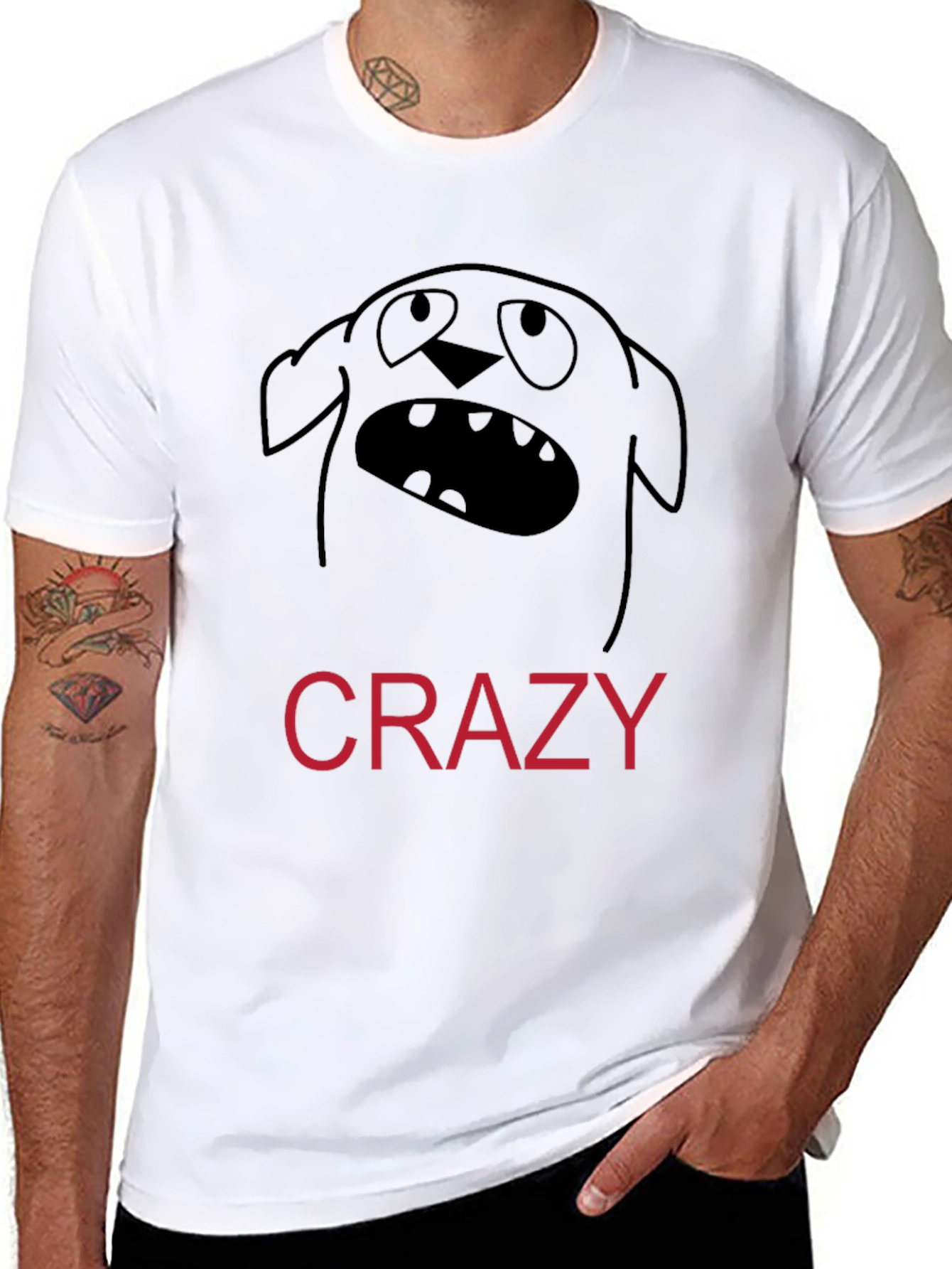 Crazy Dog Graphic Tee - Funny Black T-Shirt