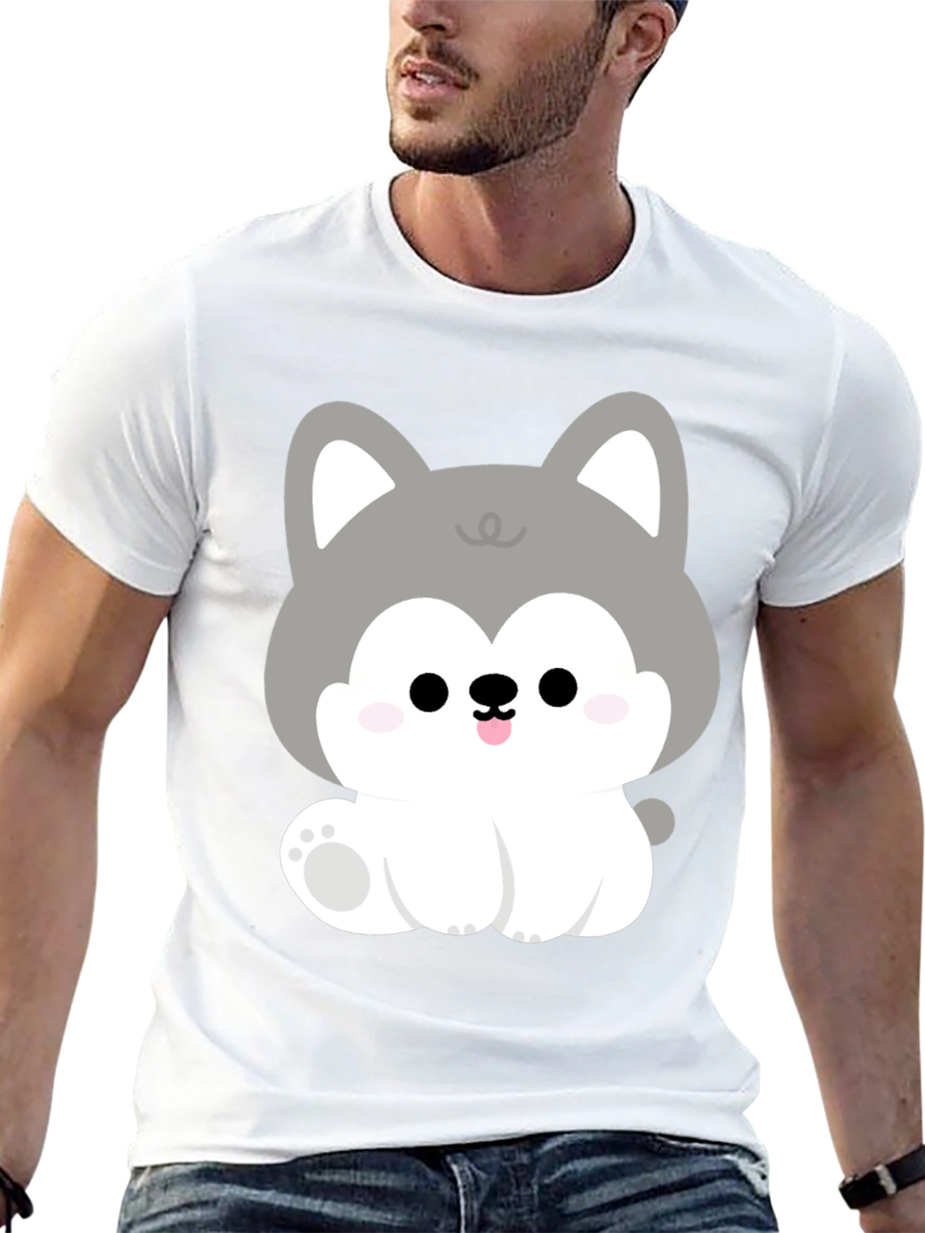 Cute Cartoon Puppy Graphic Black T-Shirt