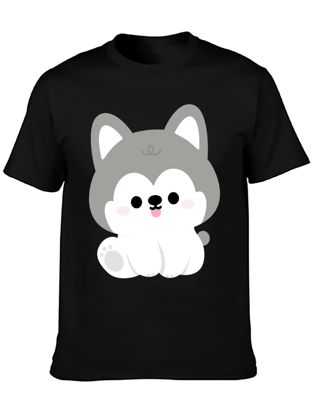 Cute Cartoon Puppy Graphic Black T-Shirt
