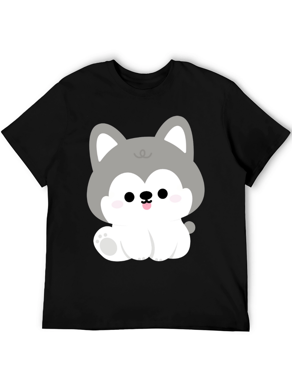 Cute Cartoon Puppy Graphic Black T-Shirt