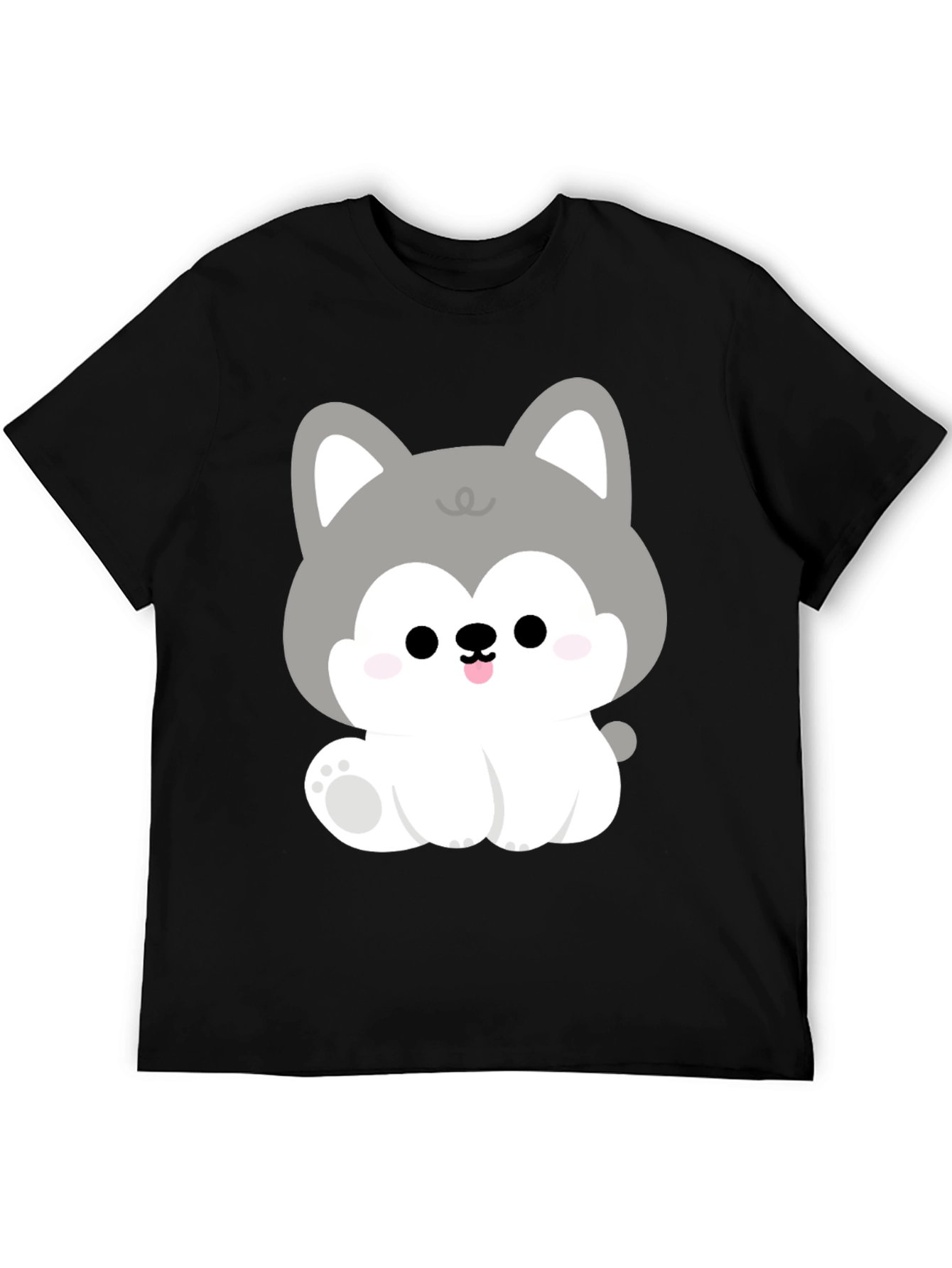 Cute Cartoon Puppy Graphic Black T-Shirt