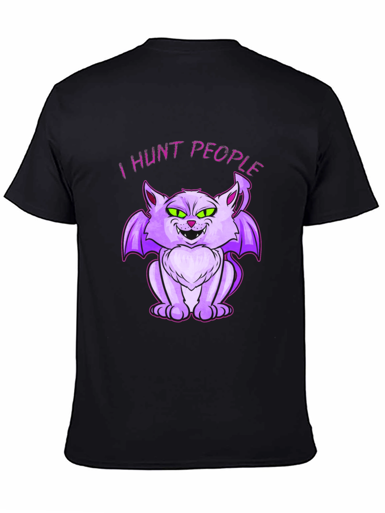 I Hunt People Bat Cat Graphic Tee - Unique Halloween T-Shirt