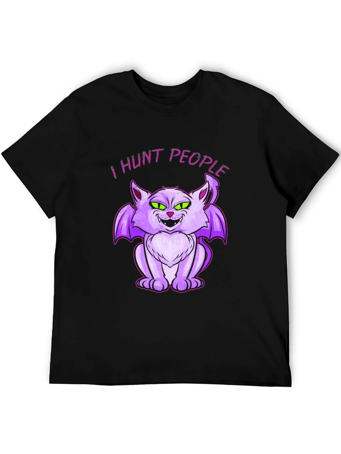 I Hunt People Bat Cat Graphic Tee - Unique Halloween T-Shirt