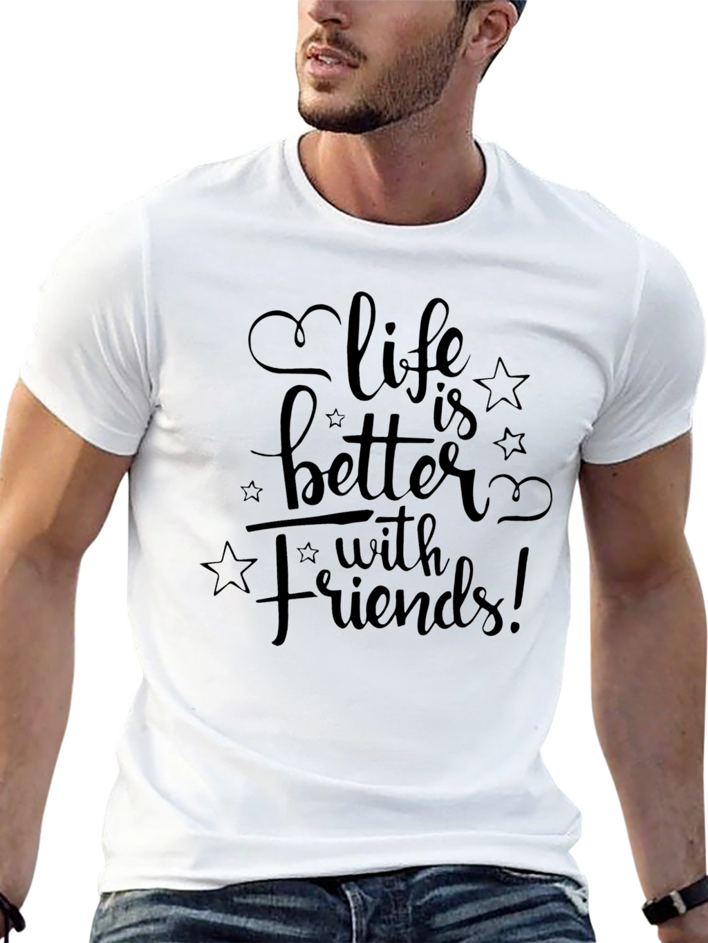 Life is Better with Friends Black Graphic Tee