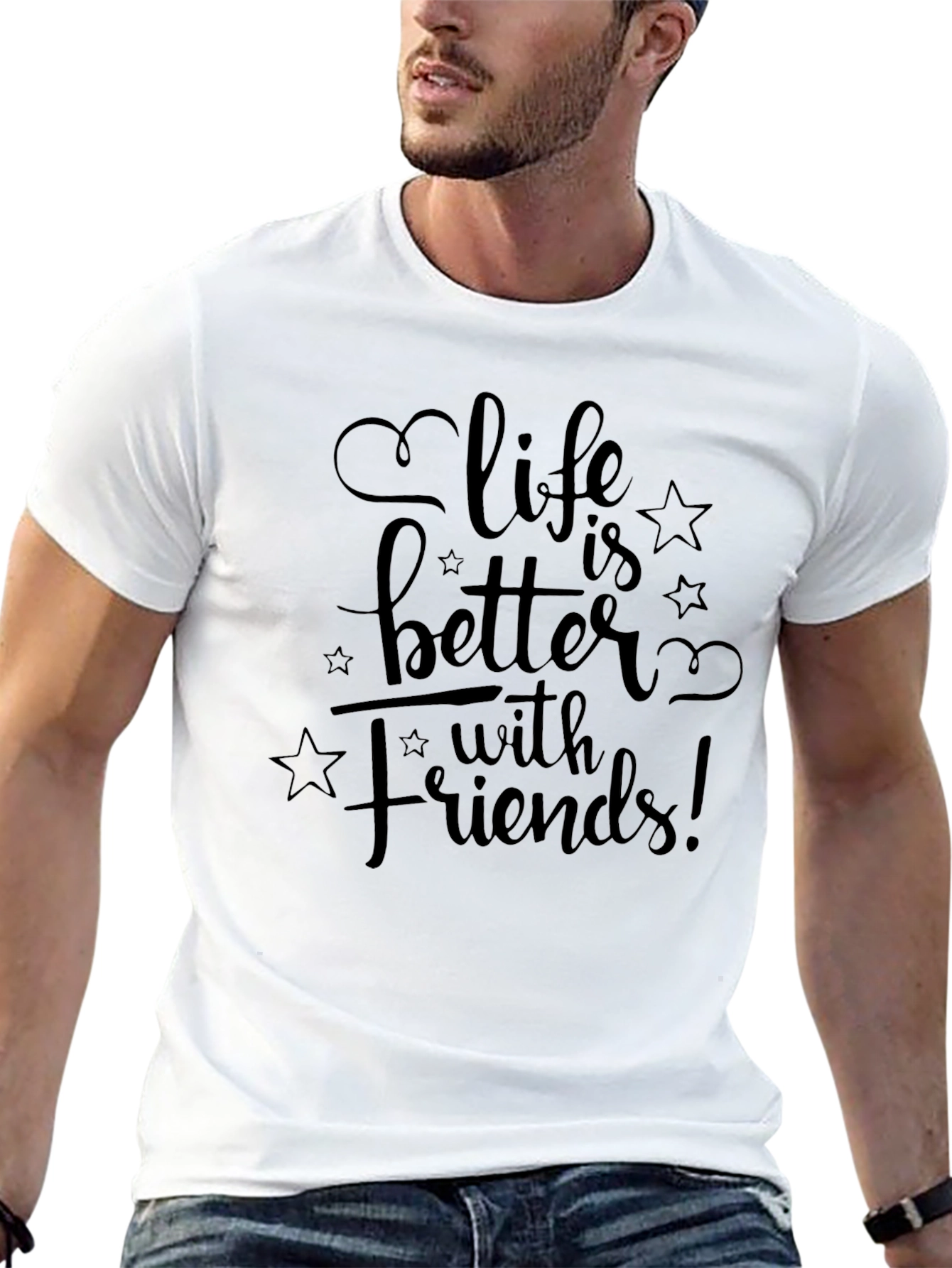 Life is Better with Friends Black Graphic Tee