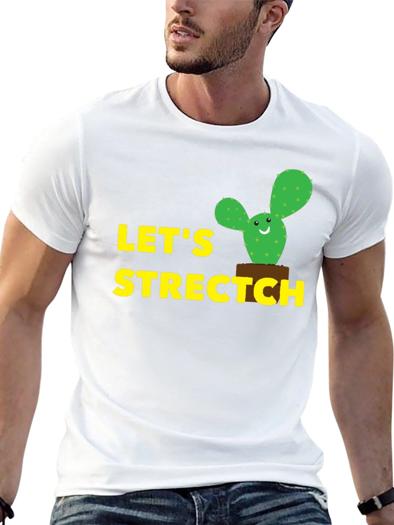 Lets Stretch Cactus T-Shirt - Black Cotton Tee
