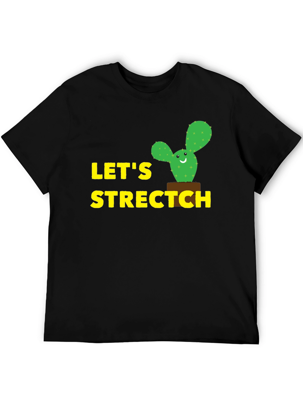 Lets Stretch Cactus T-Shirt - Black Cotton Tee