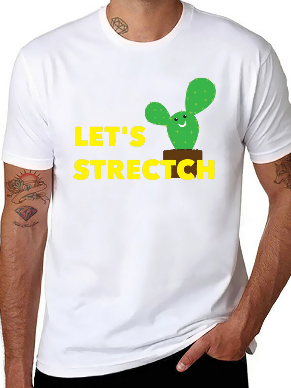 Lets Stretch Cactus T-Shirt - Black Cotton Tee