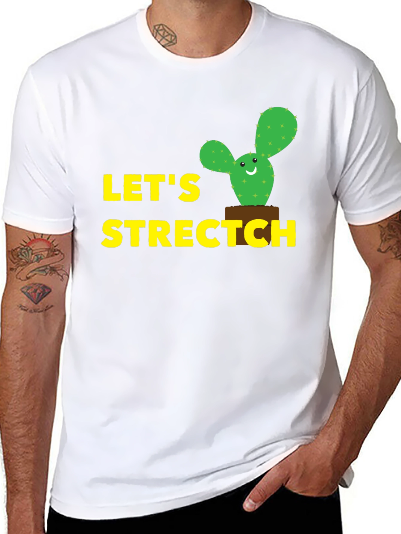Lets Stretch Cactus T-Shirt - Black Cotton Tee