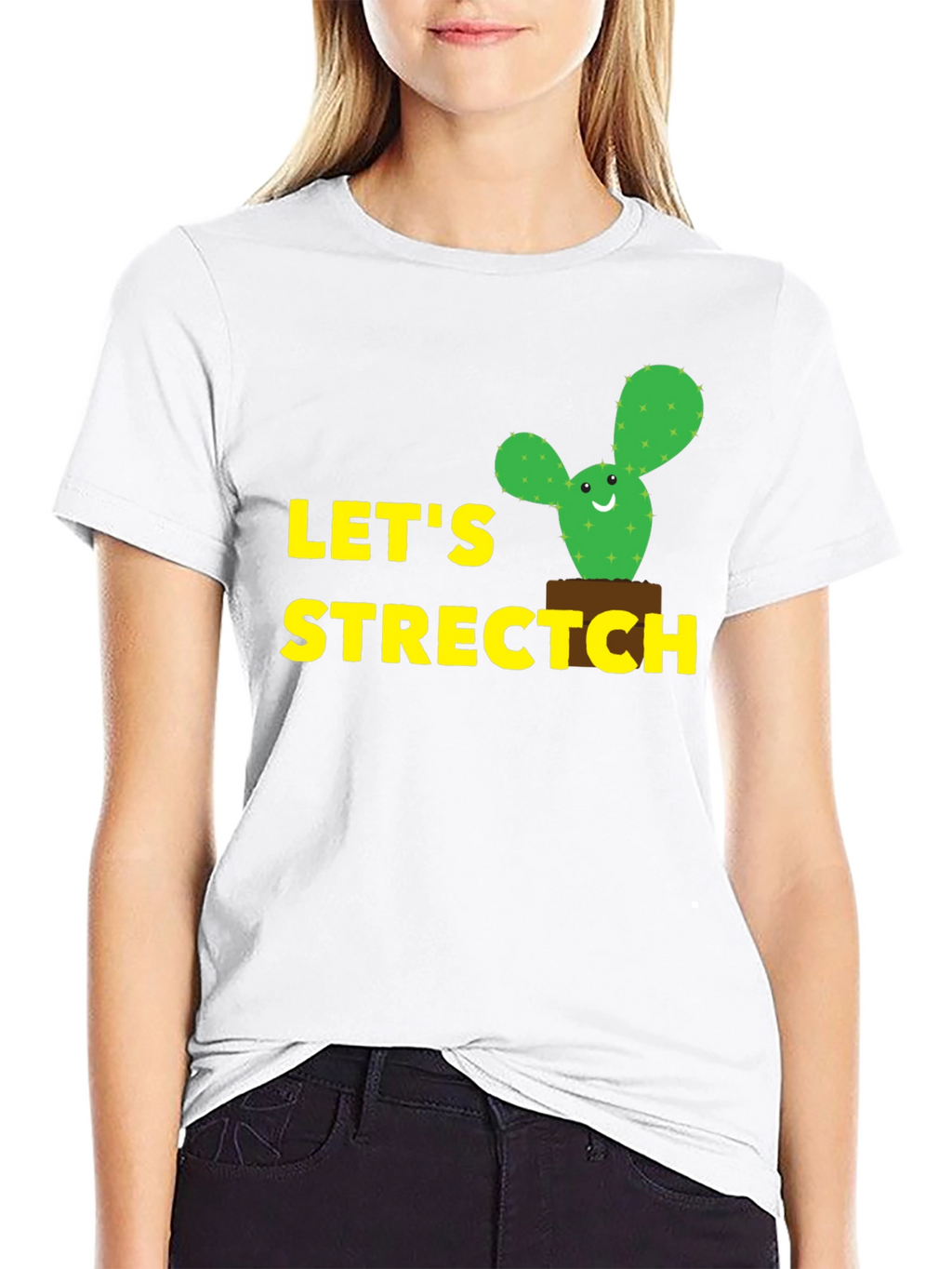 Lets Stretch Cactus T-Shirt - Black Cotton Tee