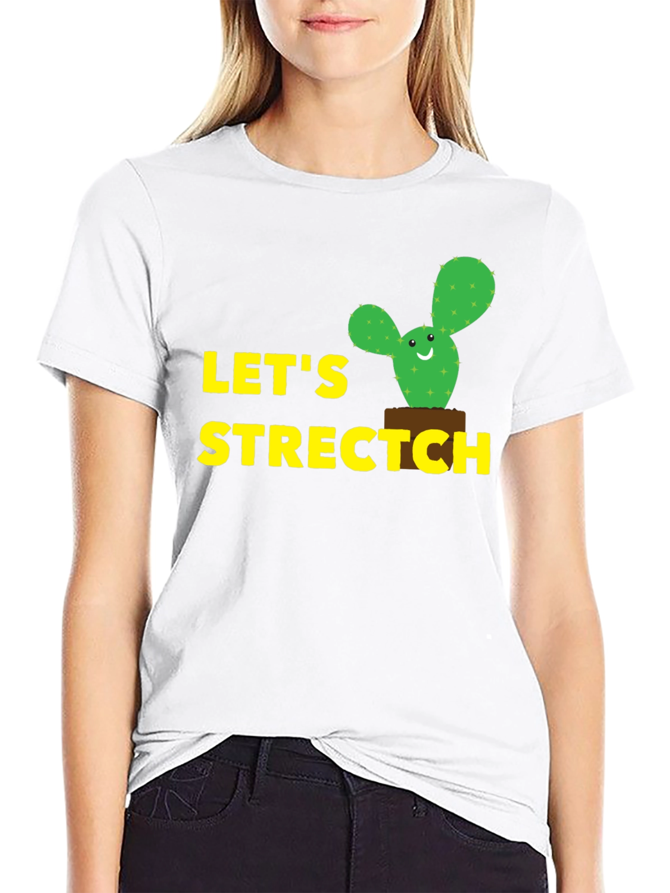 Lets Stretch Cactus T-Shirt - Black Cotton Tee