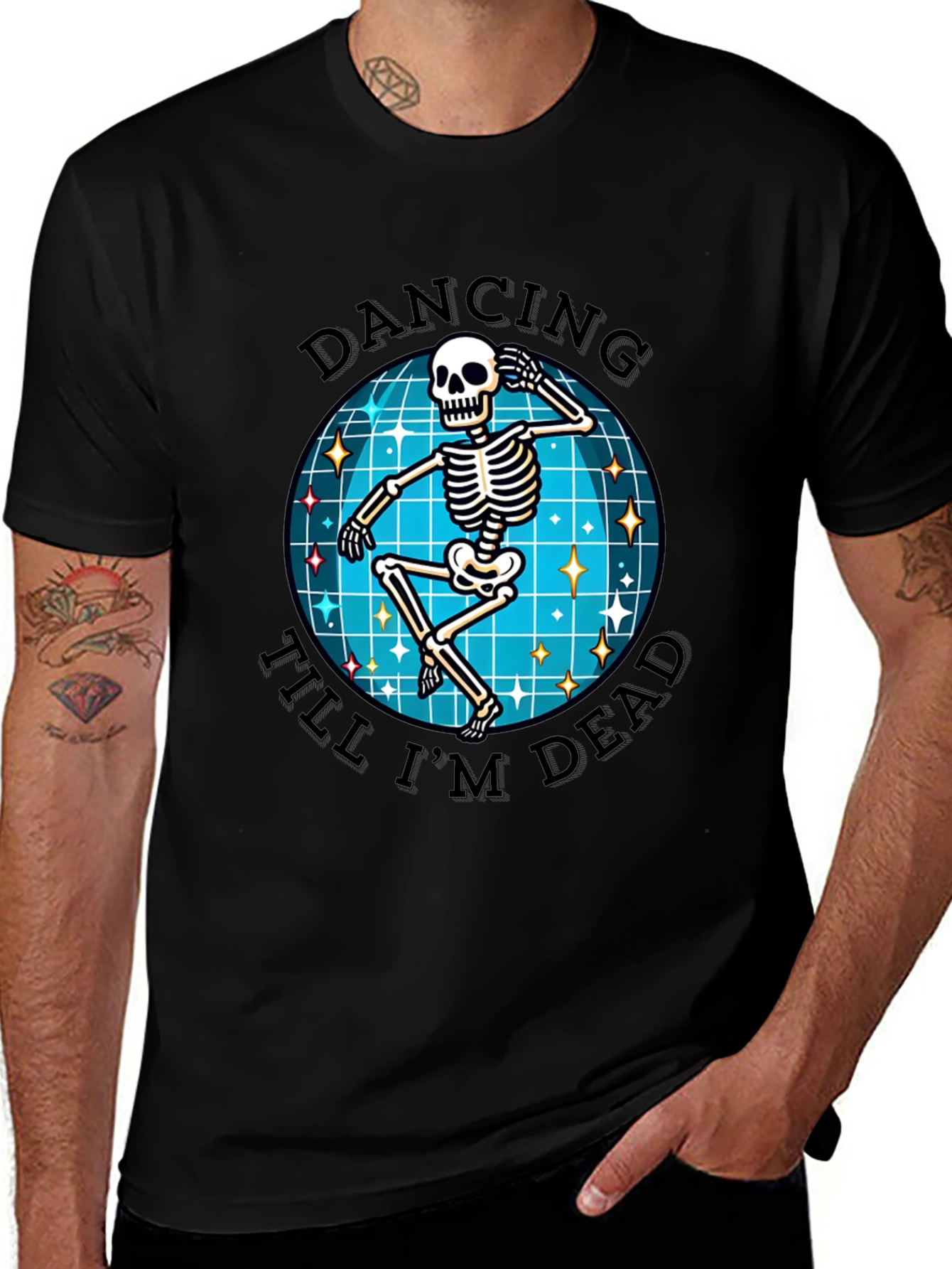 Dancing Skeleton Graphic Tee - Dance Till Youre Dead!