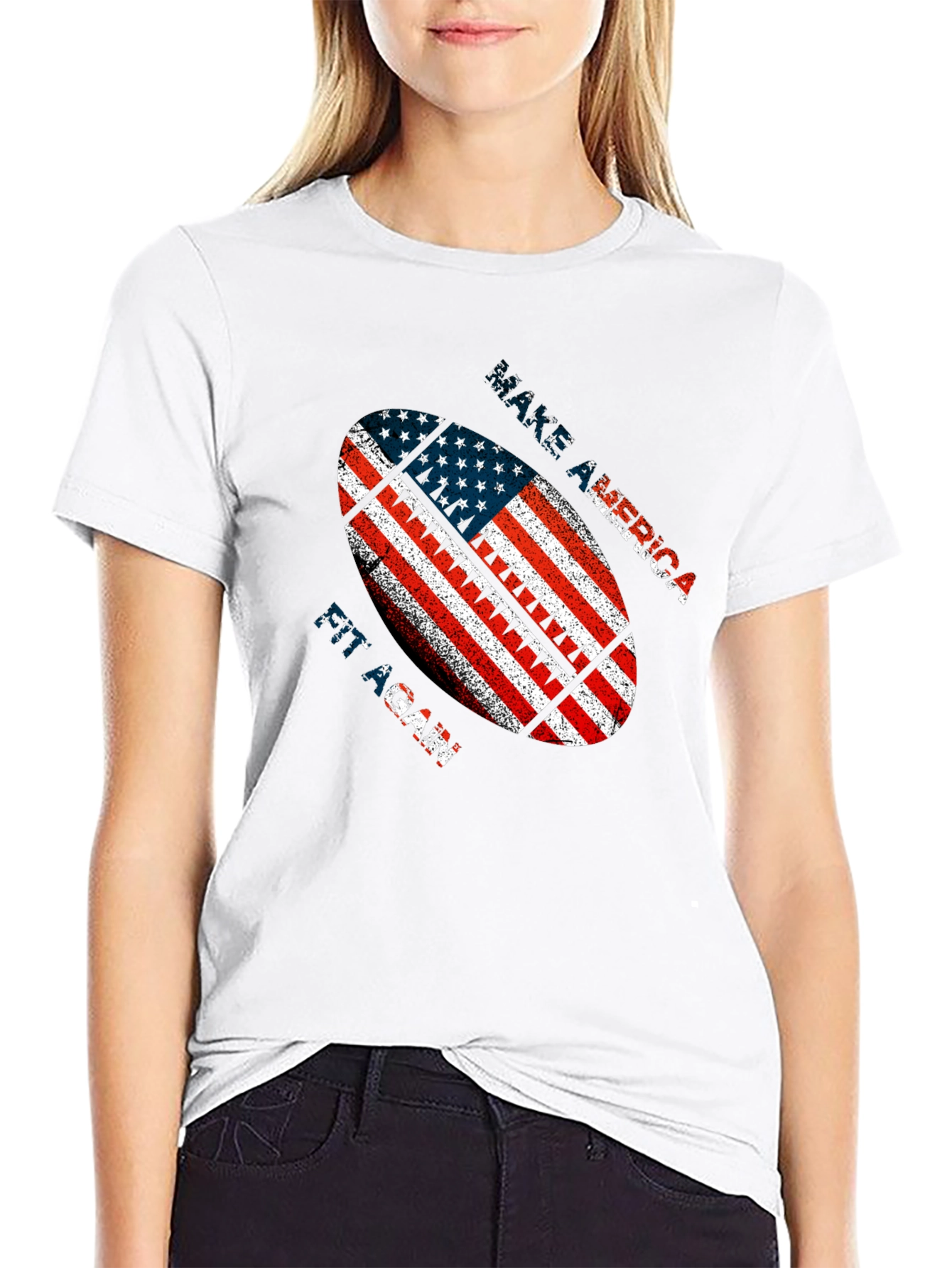 Patriotic American Football Graphic T-Shirt