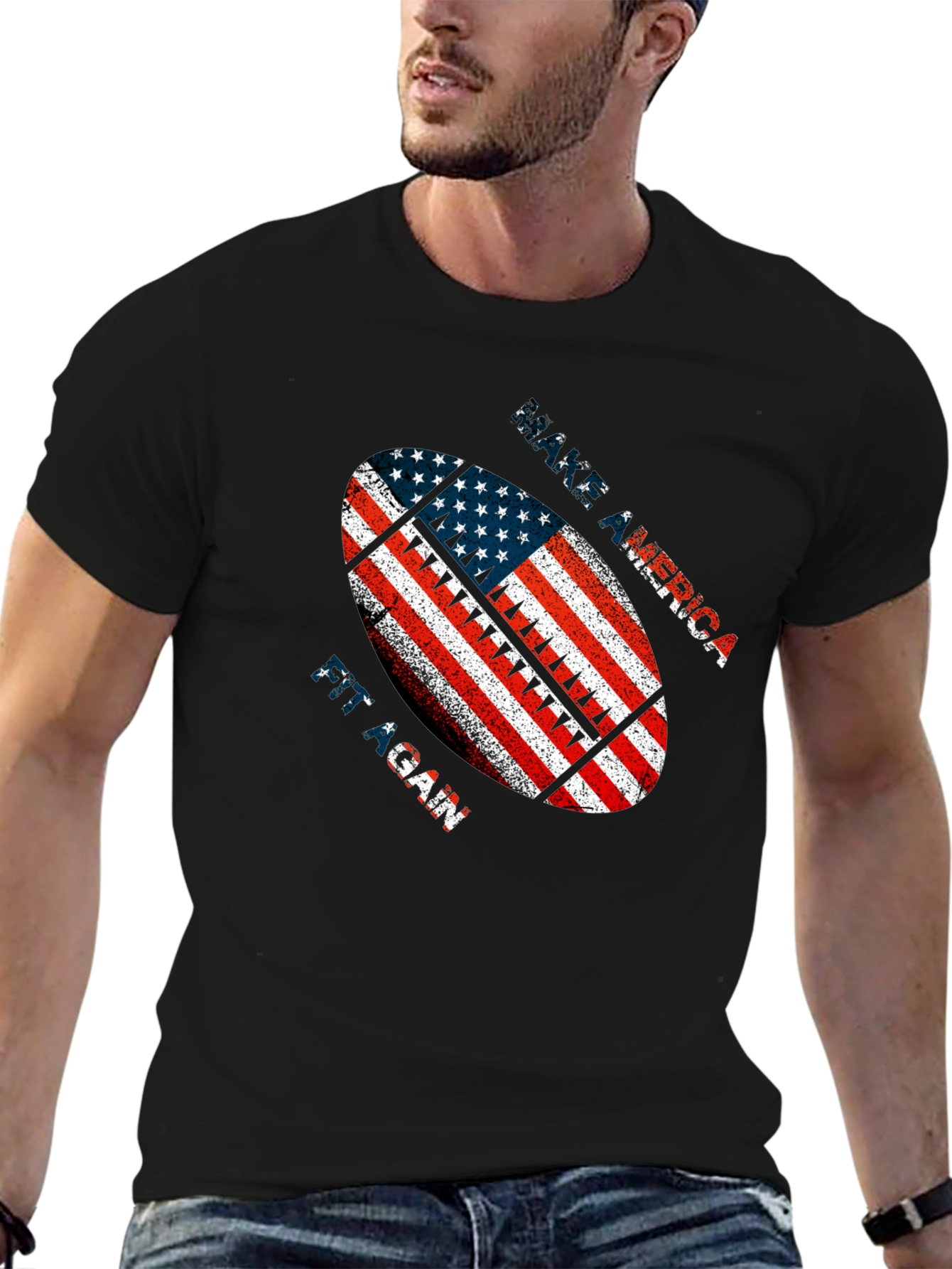 Patriotic American Football Graphic T-Shirt