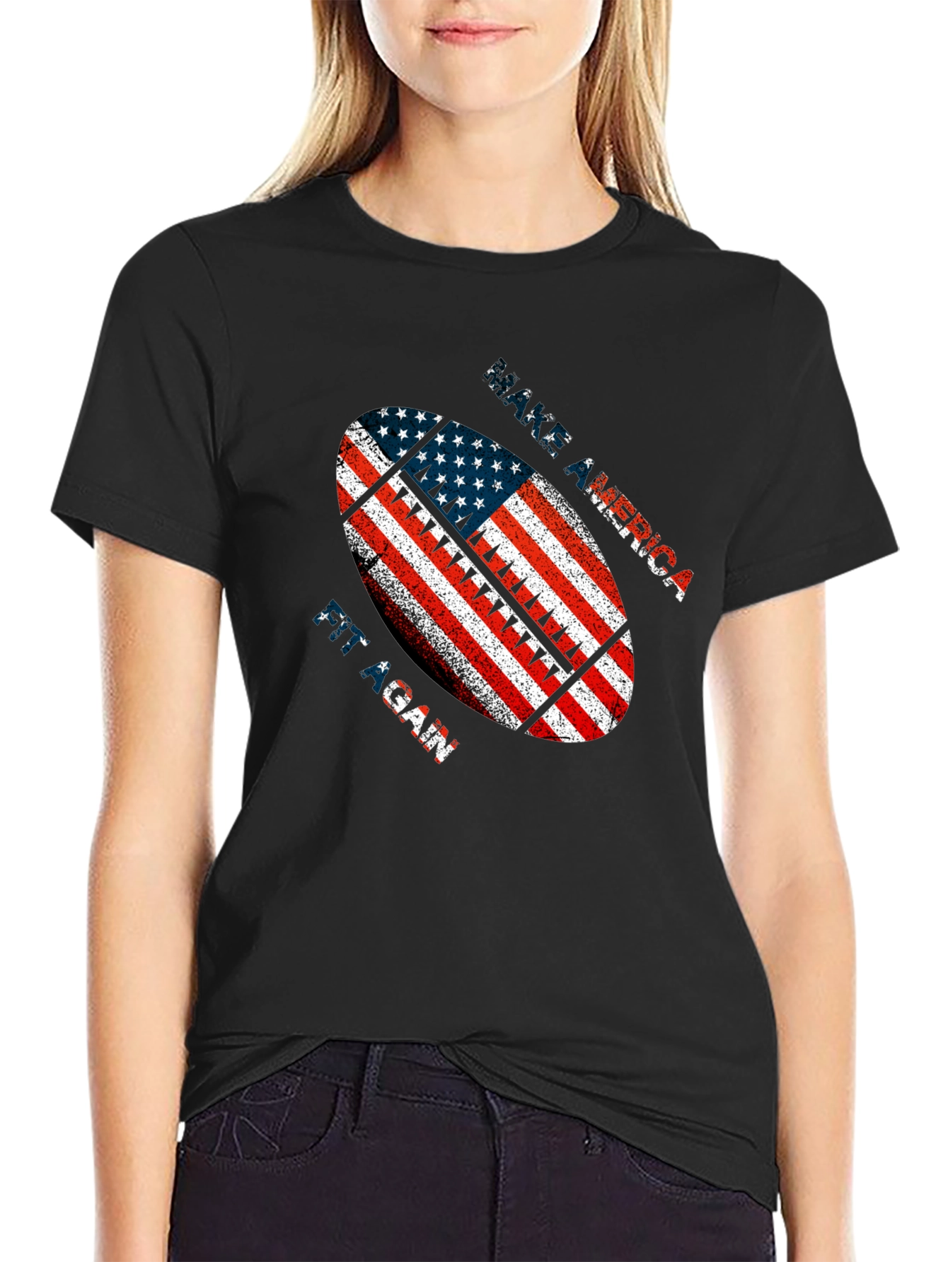 Patriotic American Football Graphic T-Shirt