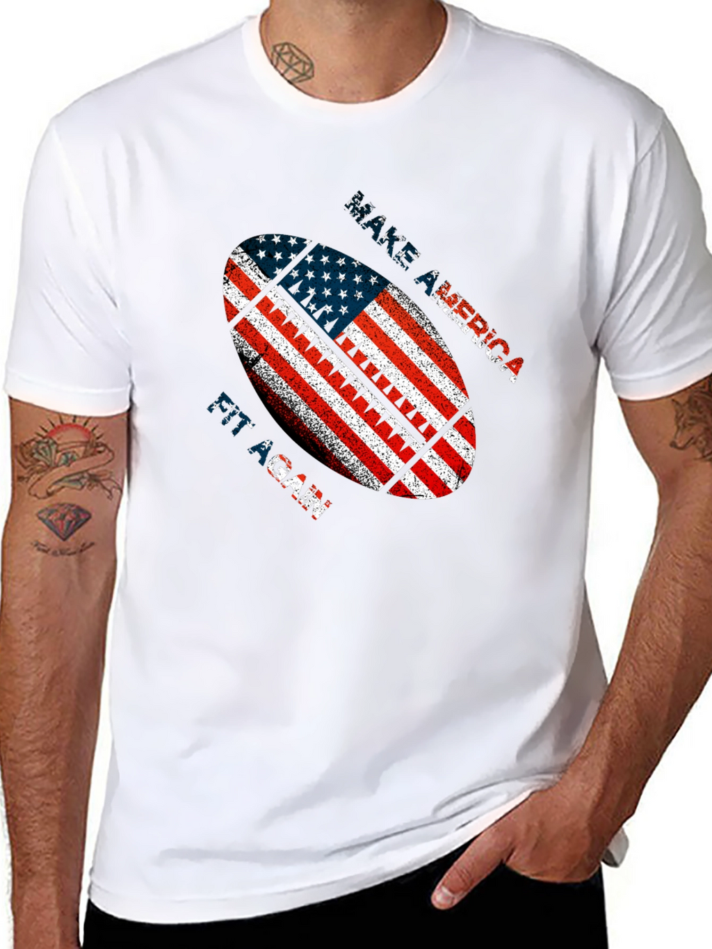 Patriotic American Football Graphic T-Shirt