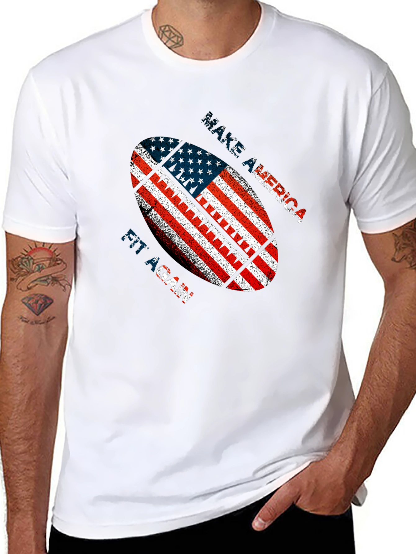 Patriotic American Football Graphic T-Shirt