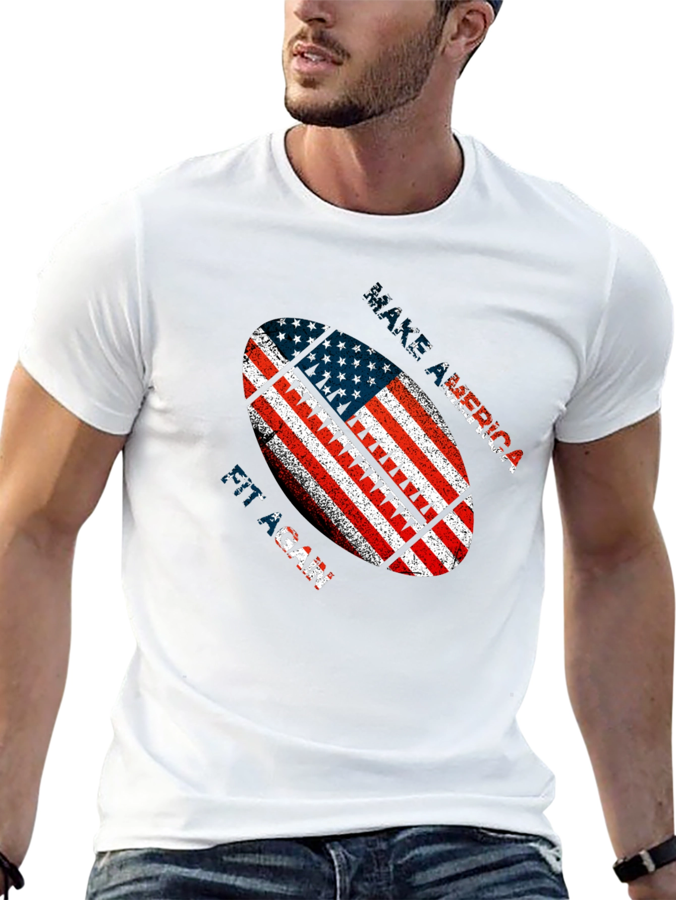Patriotic American Football Graphic T-Shirt